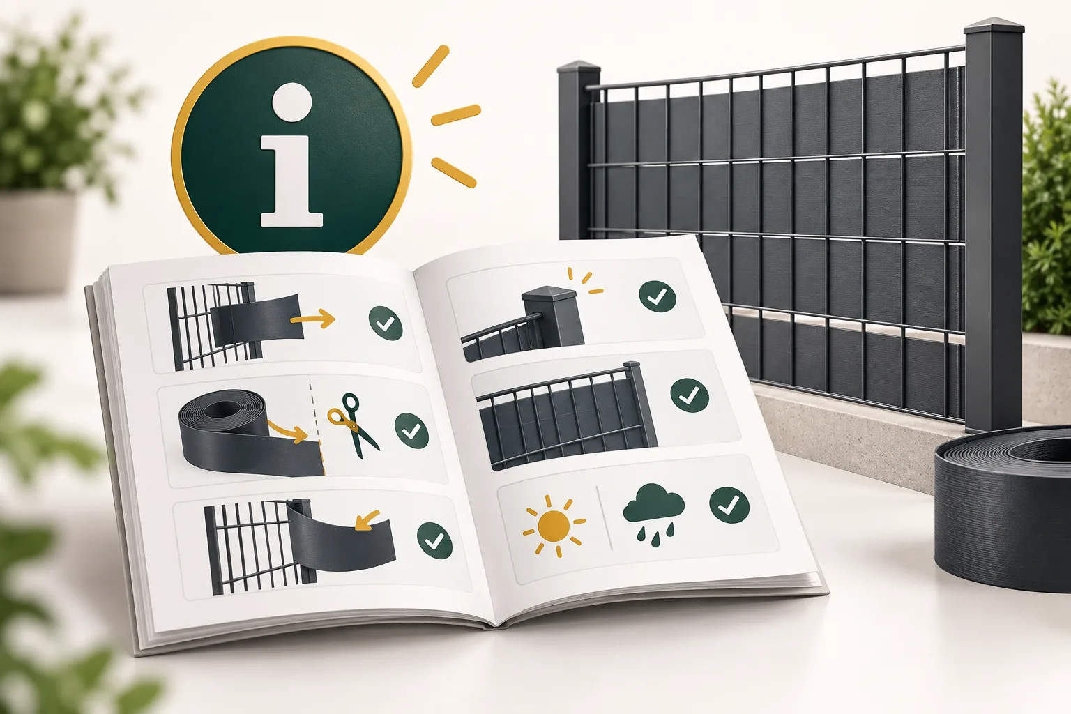 Illustrationsguide mit Informationen zur richtigen VerwendungOdSichtschutzstreifen