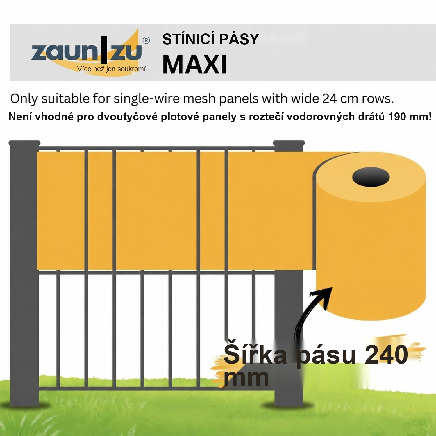 zaun|zu® stínicí pásy RILLE MAXI 26 m role pro plot – 26,0 m – Pohled 2