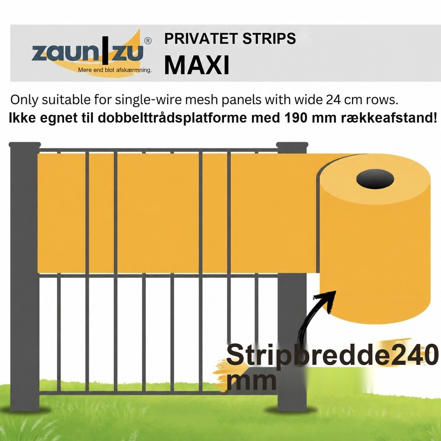 afskærmningsstrimler zaun|zu® PREMIUM MAXI 50 m rollen til 24 cm's tæppe væg – 50,0 m – Udtalelse 2