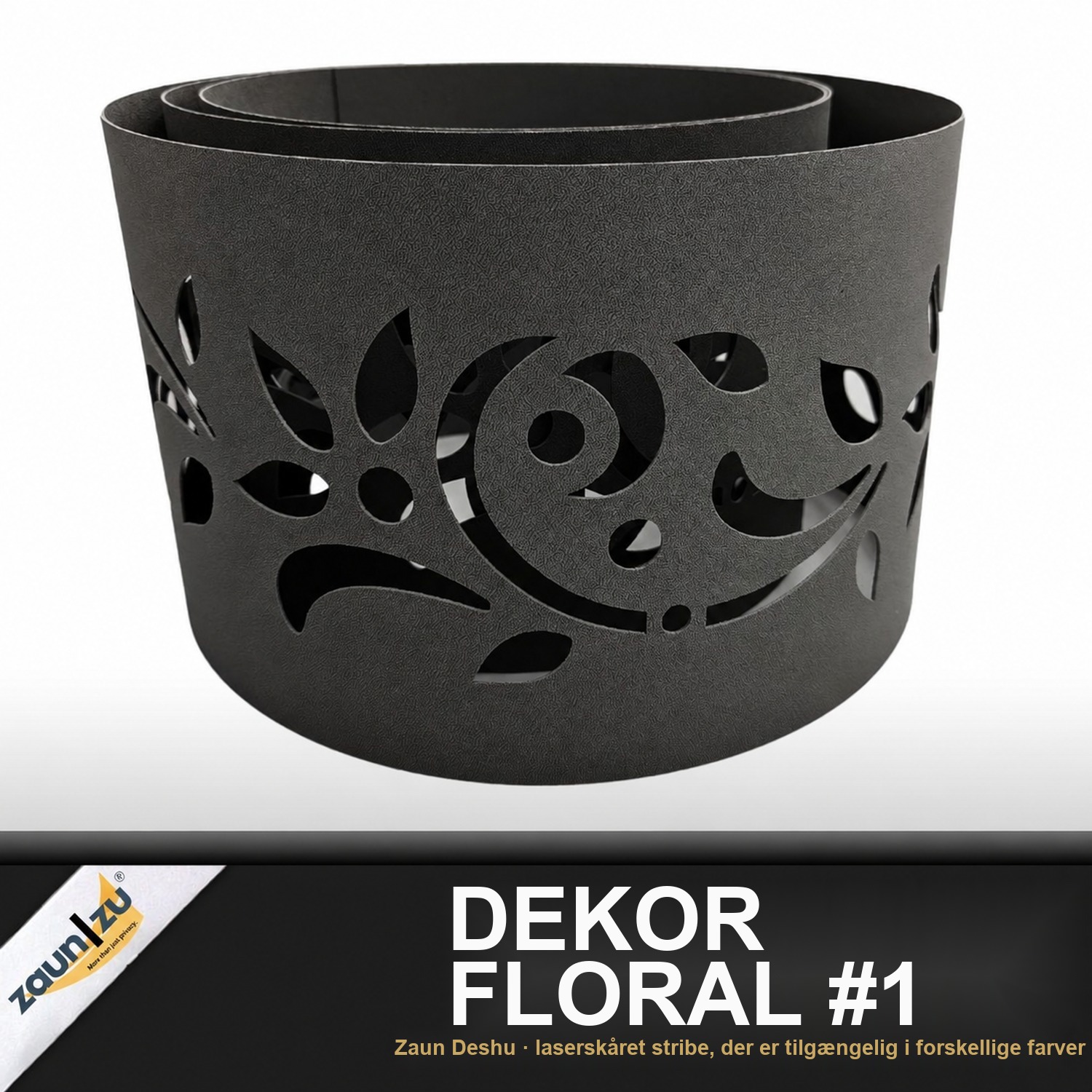 zaun|zu® PREMIUM Dekor Floral #1: Hegnblende med lasermønstre til dobbelttrådshegn – 2,55 m – Udtalelse 2