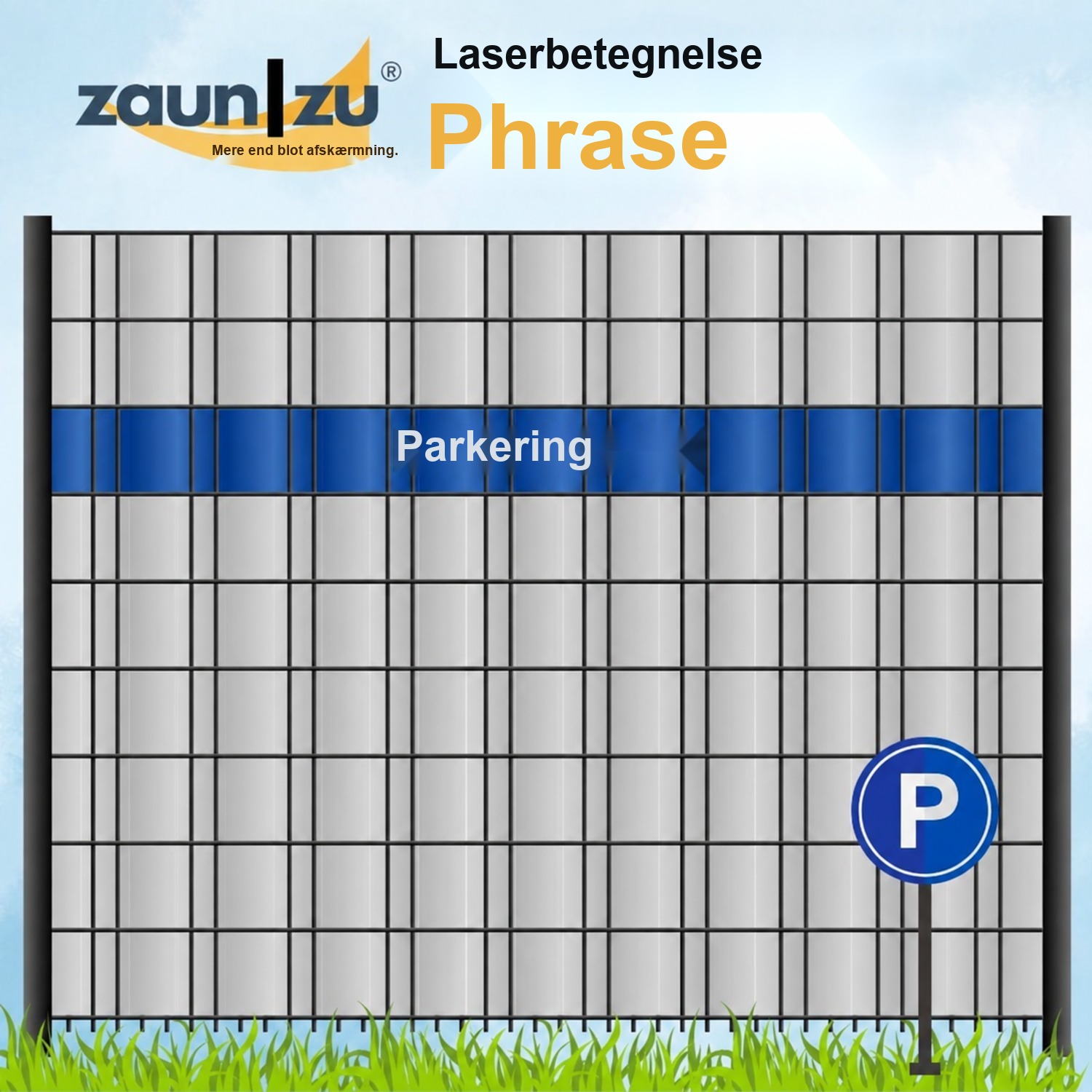 afskærmningsstrimler med lasertekst Ordgruppe: PARKPLATZ - Forskellige begreber til valg