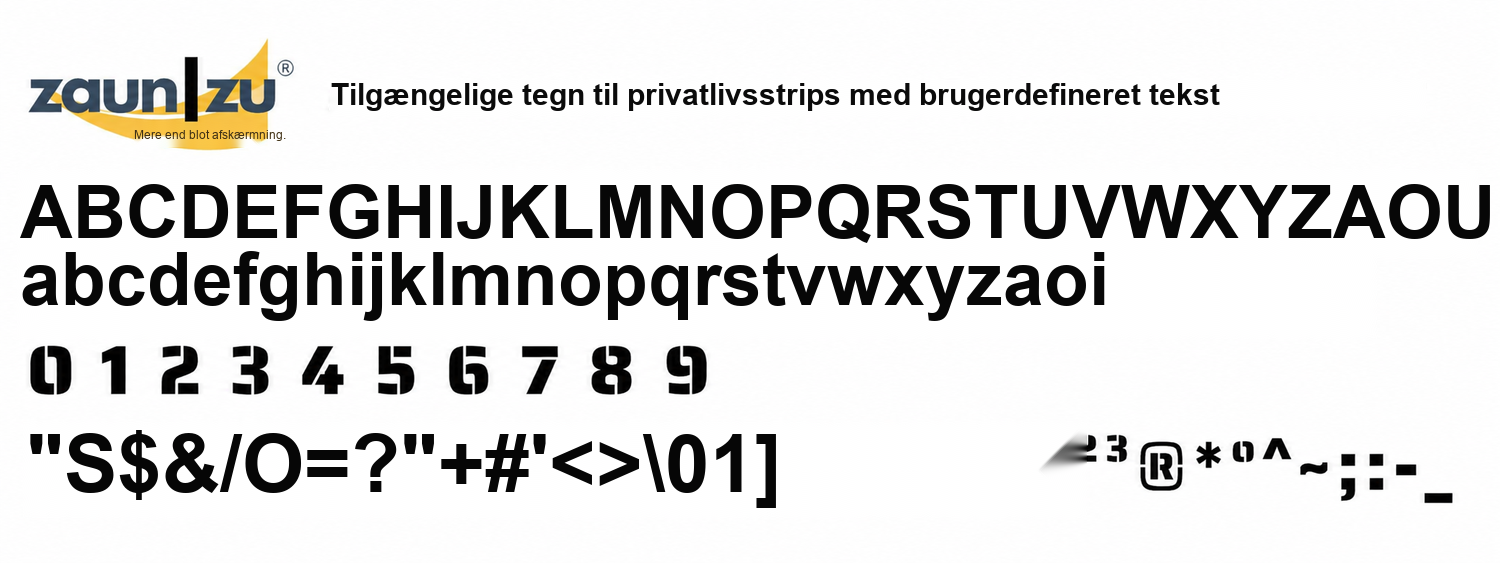 afskærmningsstrimler med laserskrift: WUNSCHTEXT – Udtalelse 2