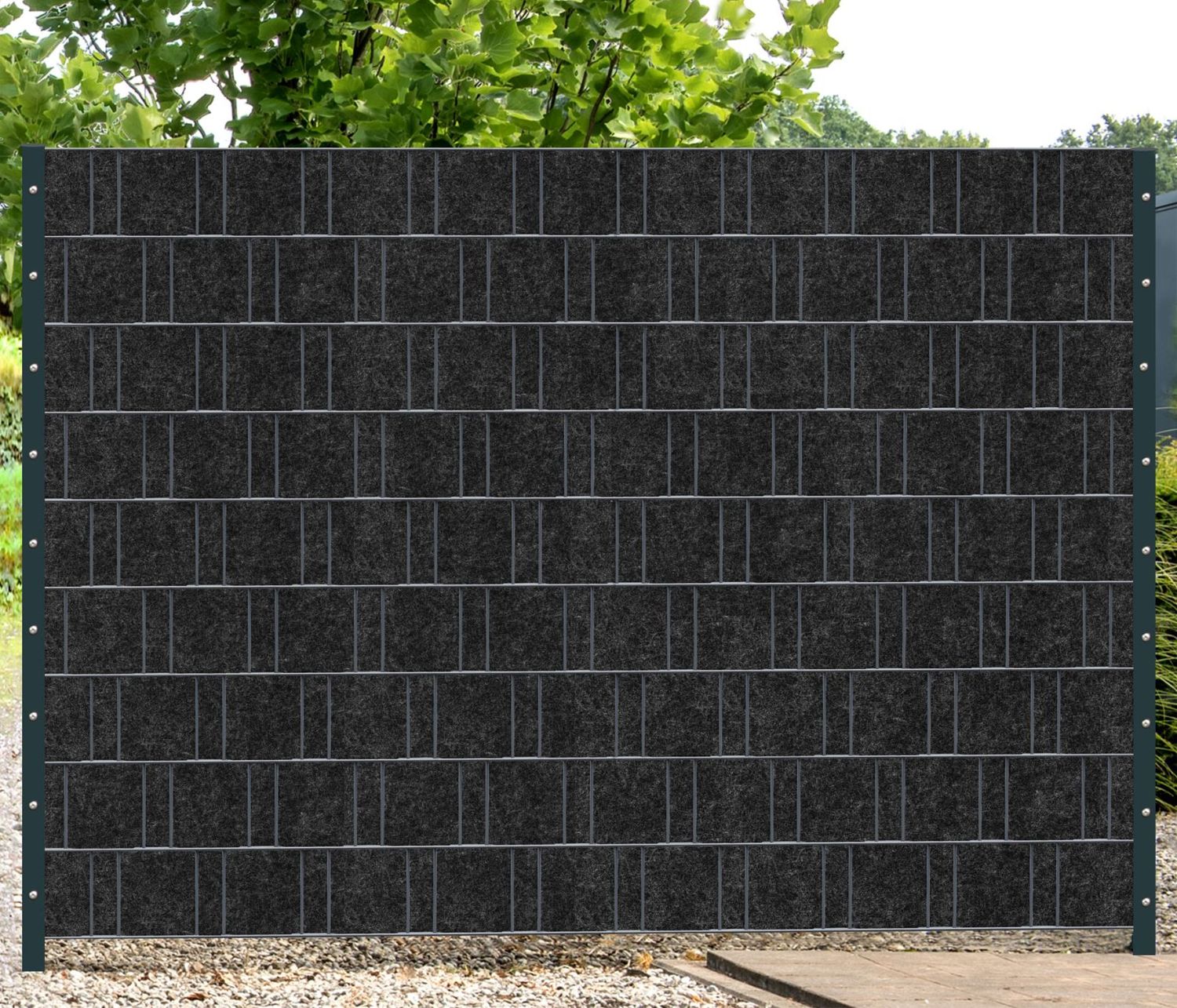 zichtstroken zaun|zu Design fleece blanco tot 50m voor het hek – Schwarzgrau und Lengte: 11m – Beeld 5