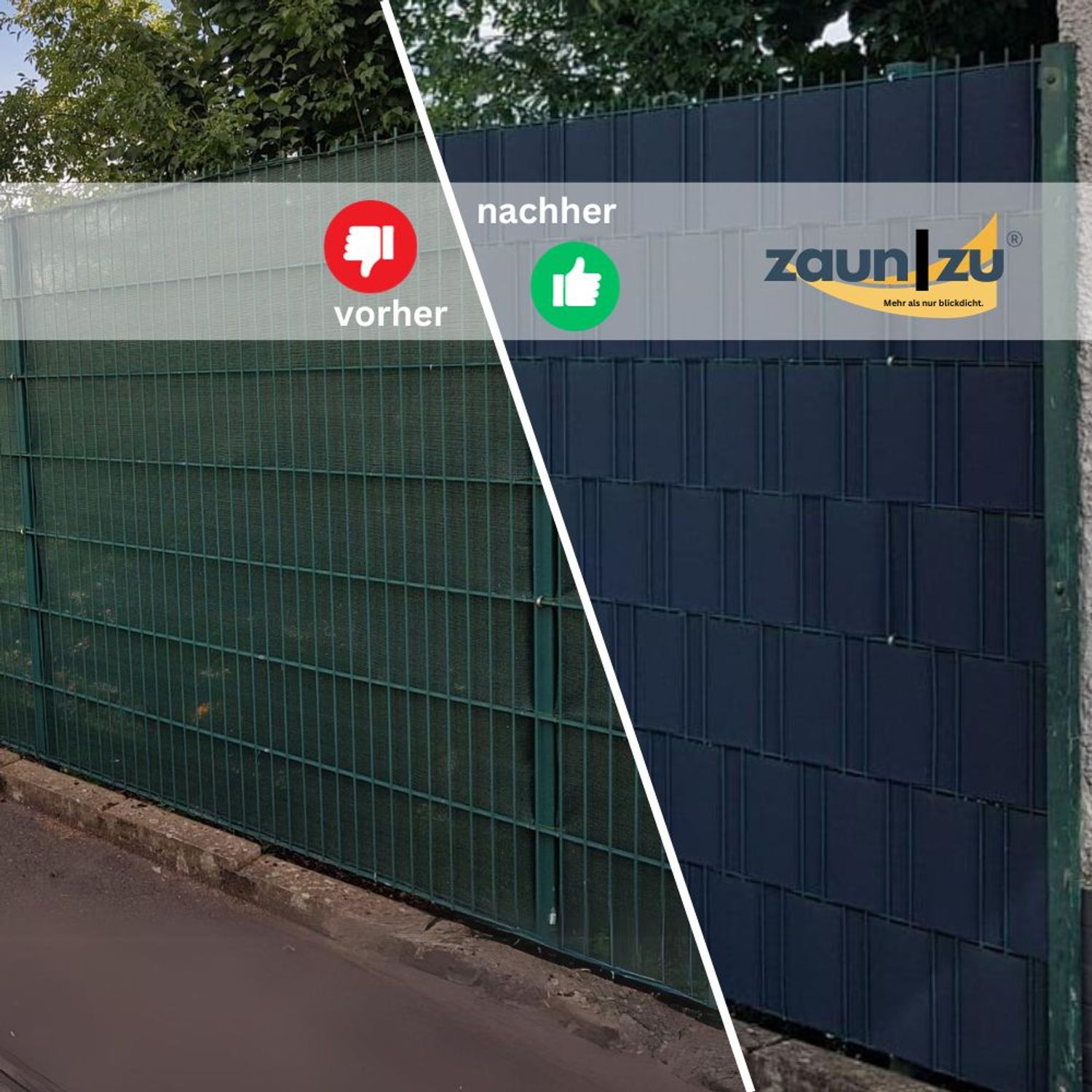 Sichtschutzstreifen zaun|zu PREMIUM MAXI 26m Rolle für den 24cm Stabmattenzaun – 26,0 m, Anthrazit (RAL 7016) – Ansicht 5