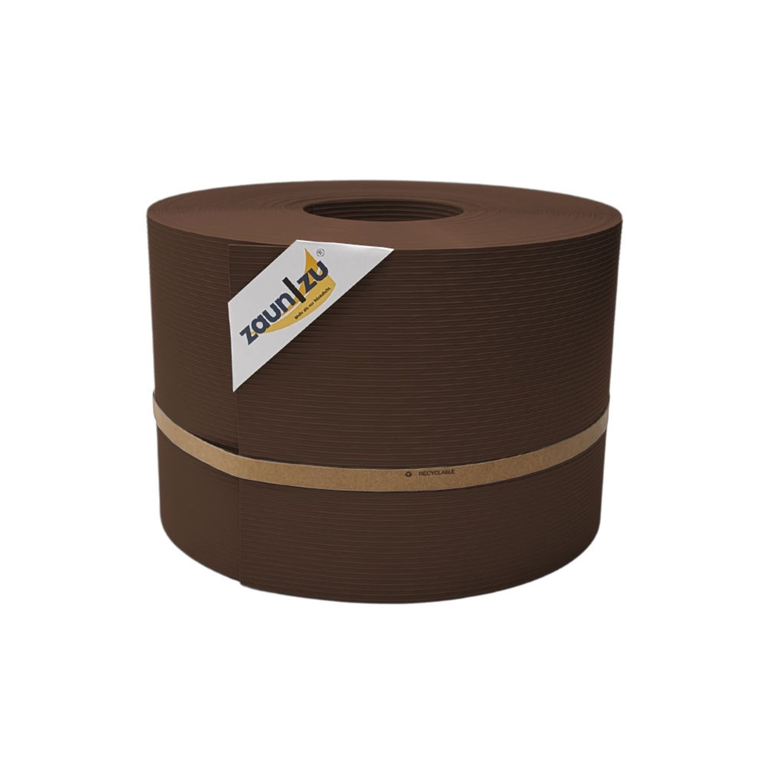 afskærmningsstrimler zaun|zu® RILLE 50 m roll for dobbelttrådshegn – 50,0 m, Brun (RAL 8011)