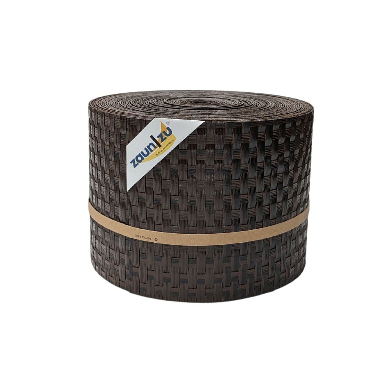 zaun|zu® stínicí pásy RATTAN 26 m role pro plot z dvojitých drátěných panelů – 26,0 m, Schwarzbraun