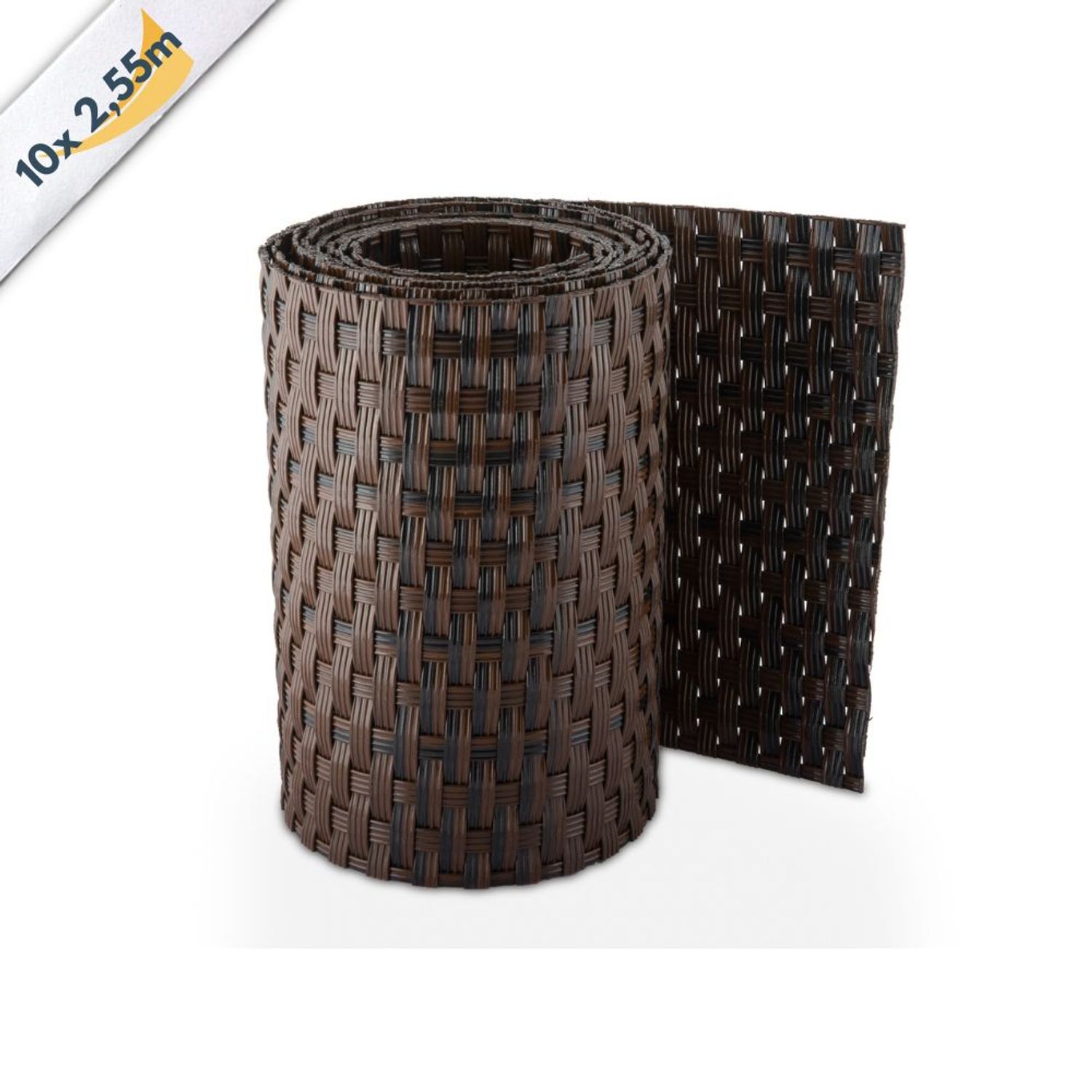Sichtschutzstreifen zaun|zu RATTAN 10x Einzelstreifen 2,55 m für den Zaun – Schwarzbraun – Ansicht 3