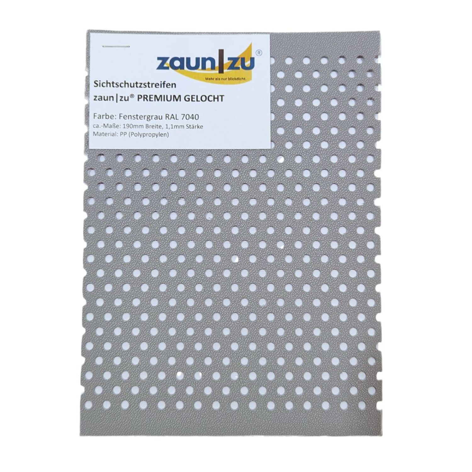 Sichtschutzstreifen zaun|zu PREMIUM GELOCHT Muster zum Ausprobieren vor dem Kauf – 14,0 cm – Ansicht 7