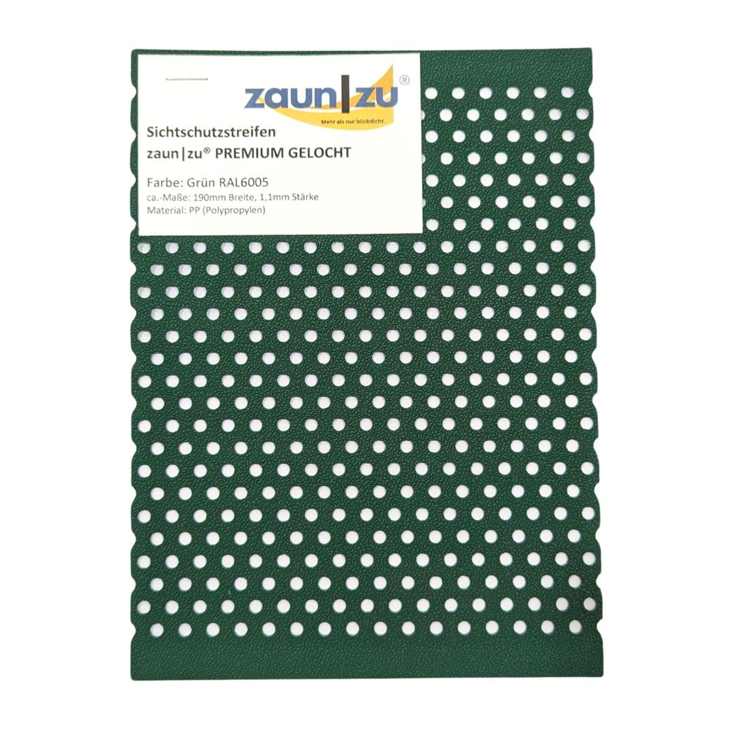 Sichtschutzstreifen zaun|zu PREMIUM GELOCHT Muster zum Ausprobieren vor dem Kauf – 14,0 cm – Ansicht 9
