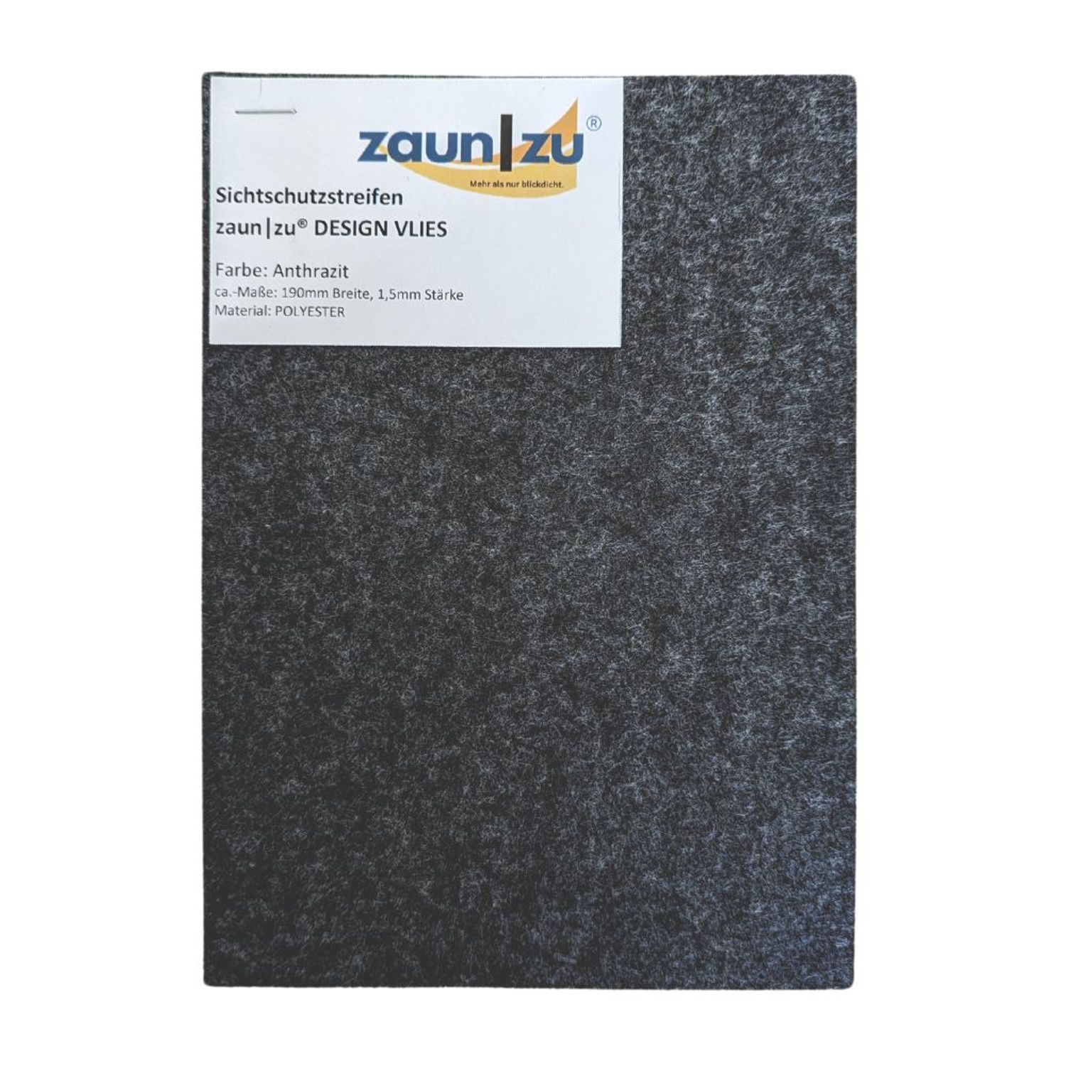 Sichtschutzstreifen zaun|zu Design-Vlies Muster zum Ausprobieren vor dem Kauf – 14,0 cm, Anthrazit