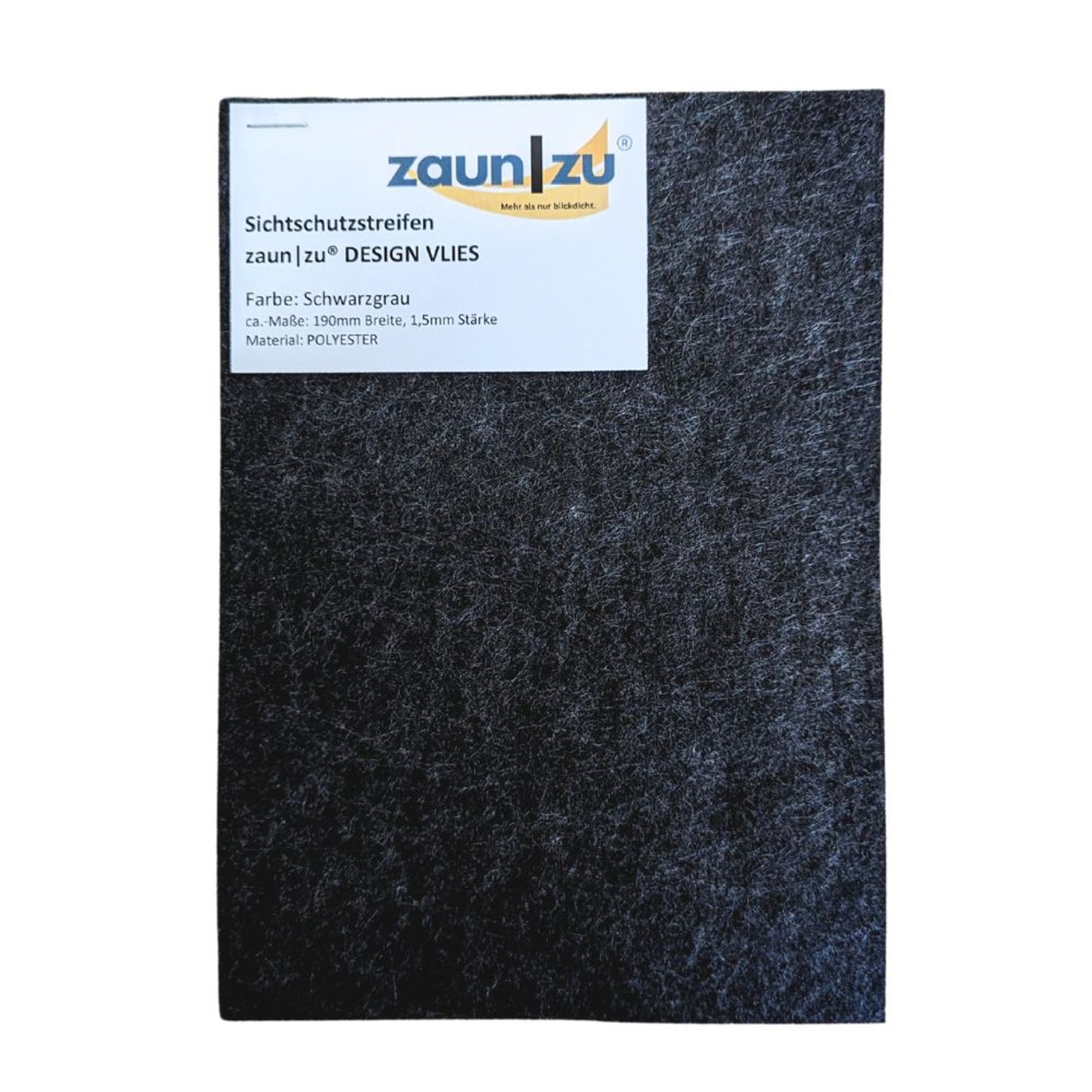 Sichtschutzstreifen zaun|zu Design-Vlies Muster zum Ausprobieren vor dem Kauf – 14,0 cm, Schwarzgrau