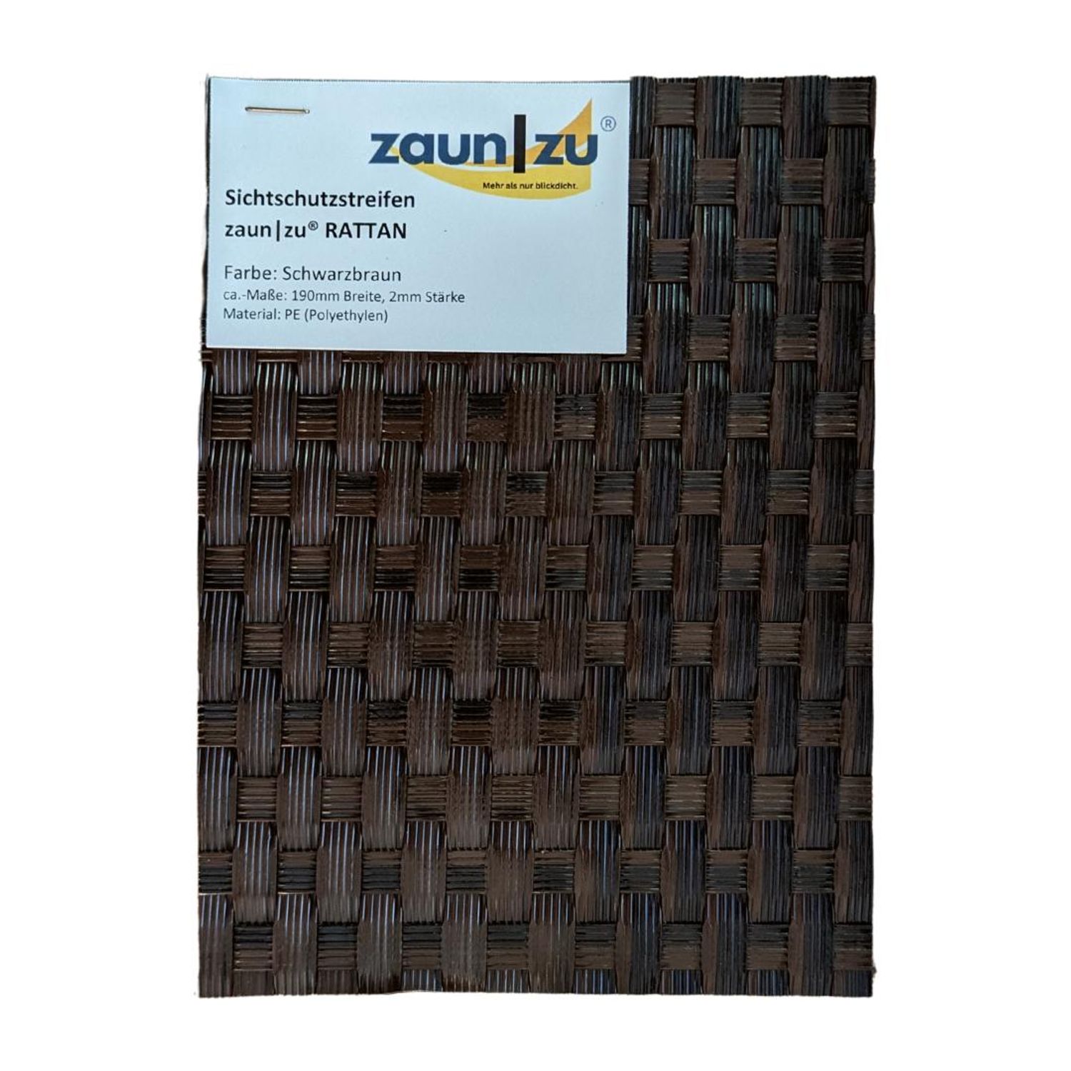 zaun|zu® RATTAN trakovi za zaslonitev – vzorec za preizkus pred nakupom – 14,0 cm, Schwarzbraun