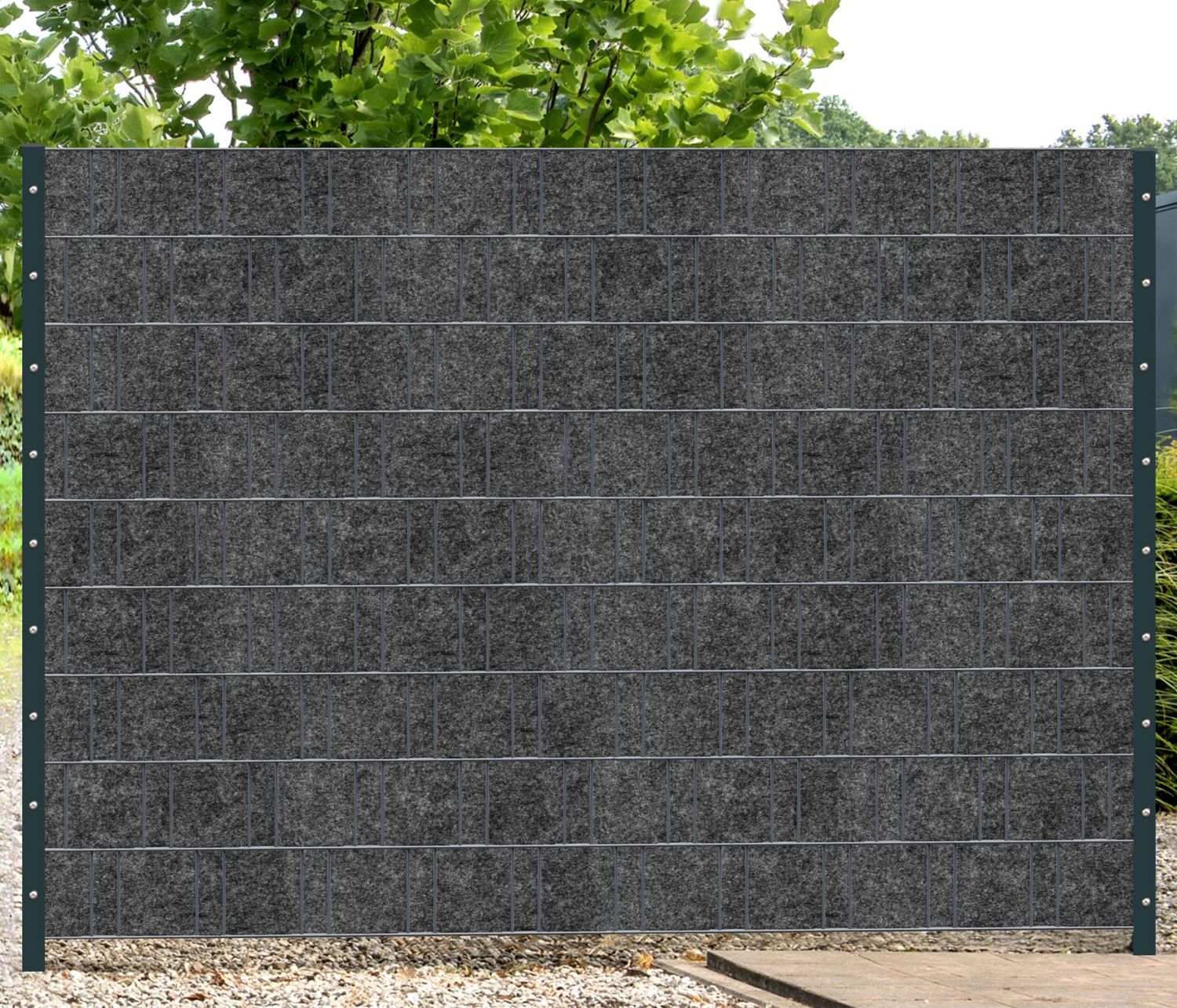Sichtschutzstreifen zaun|zu Design-Vlies 35m Rolle für den Doppelstabmattenzaun – 35,0 m, Anthrazit – Ansicht 4