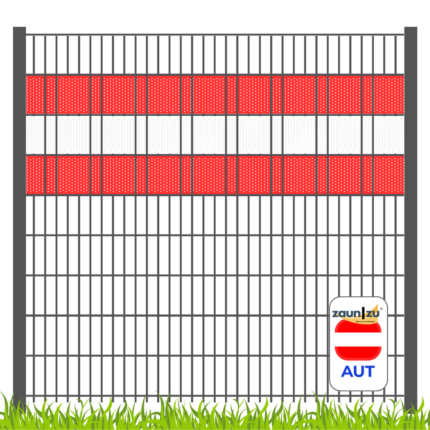 Privacy screen strips zaun|zu Country colour set Austria – 2,55 m, GELOCHT