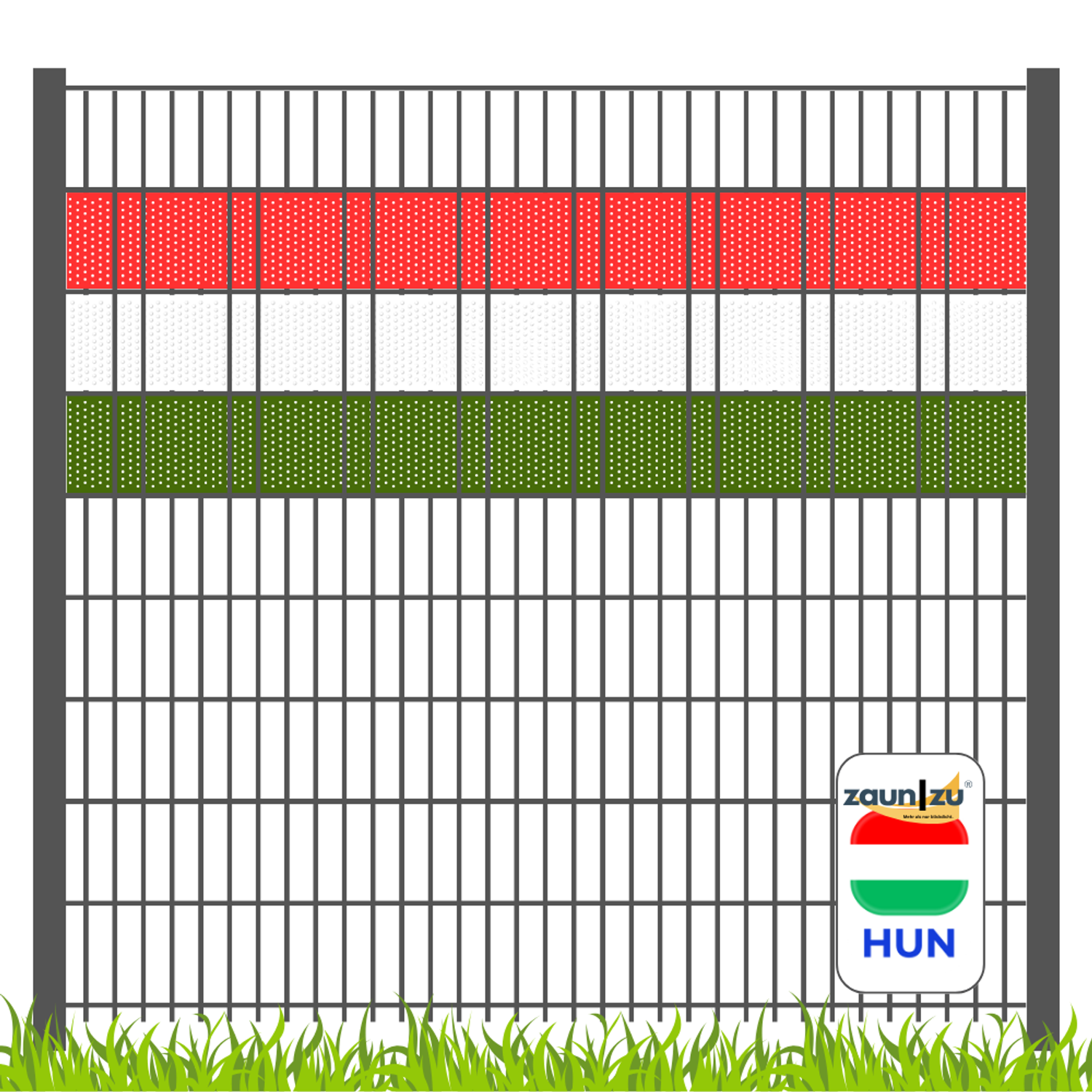 benzi de protecție vizuală zaun|zu® Set de culori de țară Ungaria – 2,55 m, GELOCHT