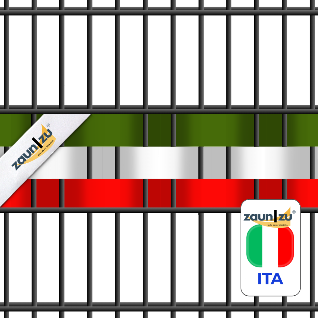 Sichtschutzstreifen zaun|zu Landesfarben-Set Italien – 2,55 m