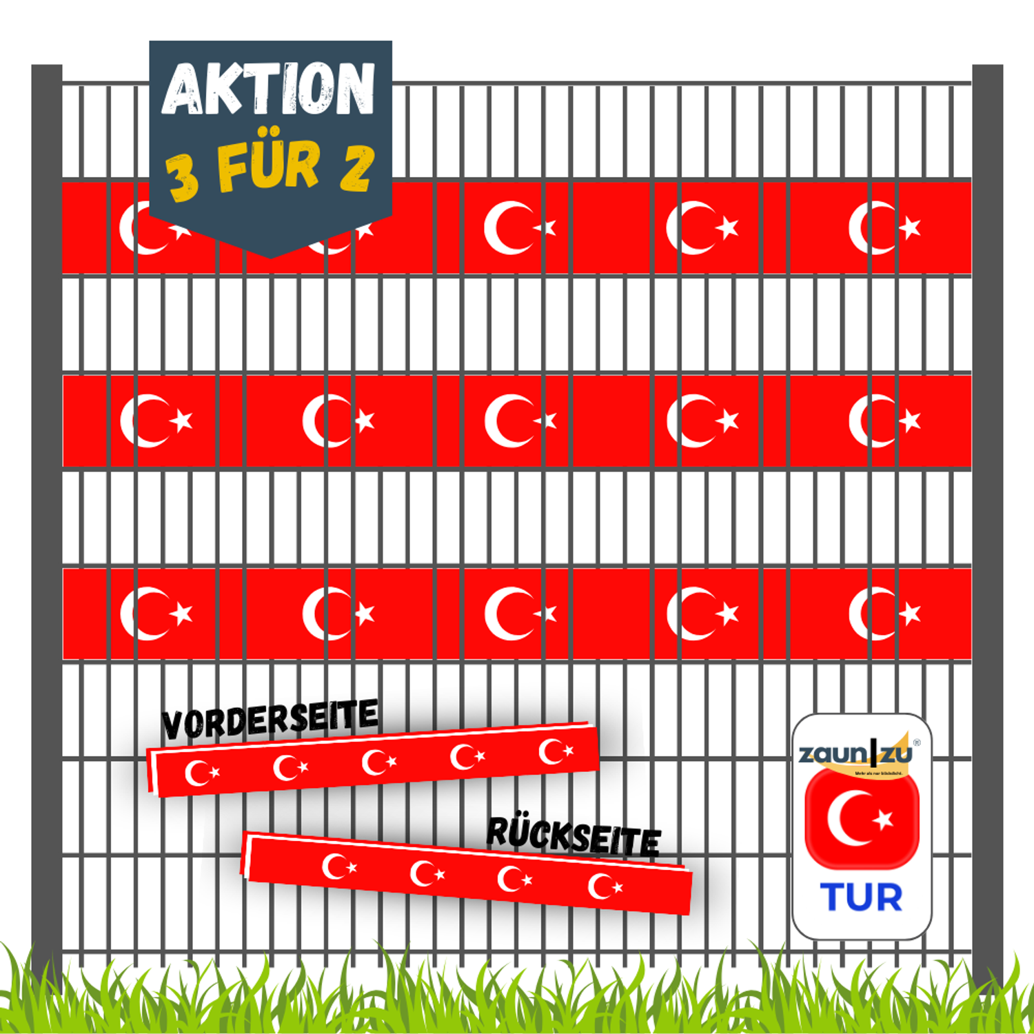 zichtstroken zaun|zu Land kleur ingesteld Turkije – 2,55 m, accentstrepen 3 für 2