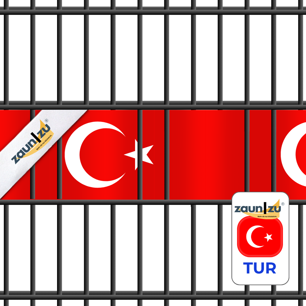 Sichtschutzstreifen zaun|zu Landesfarben-Set Türkei – 2,55 m