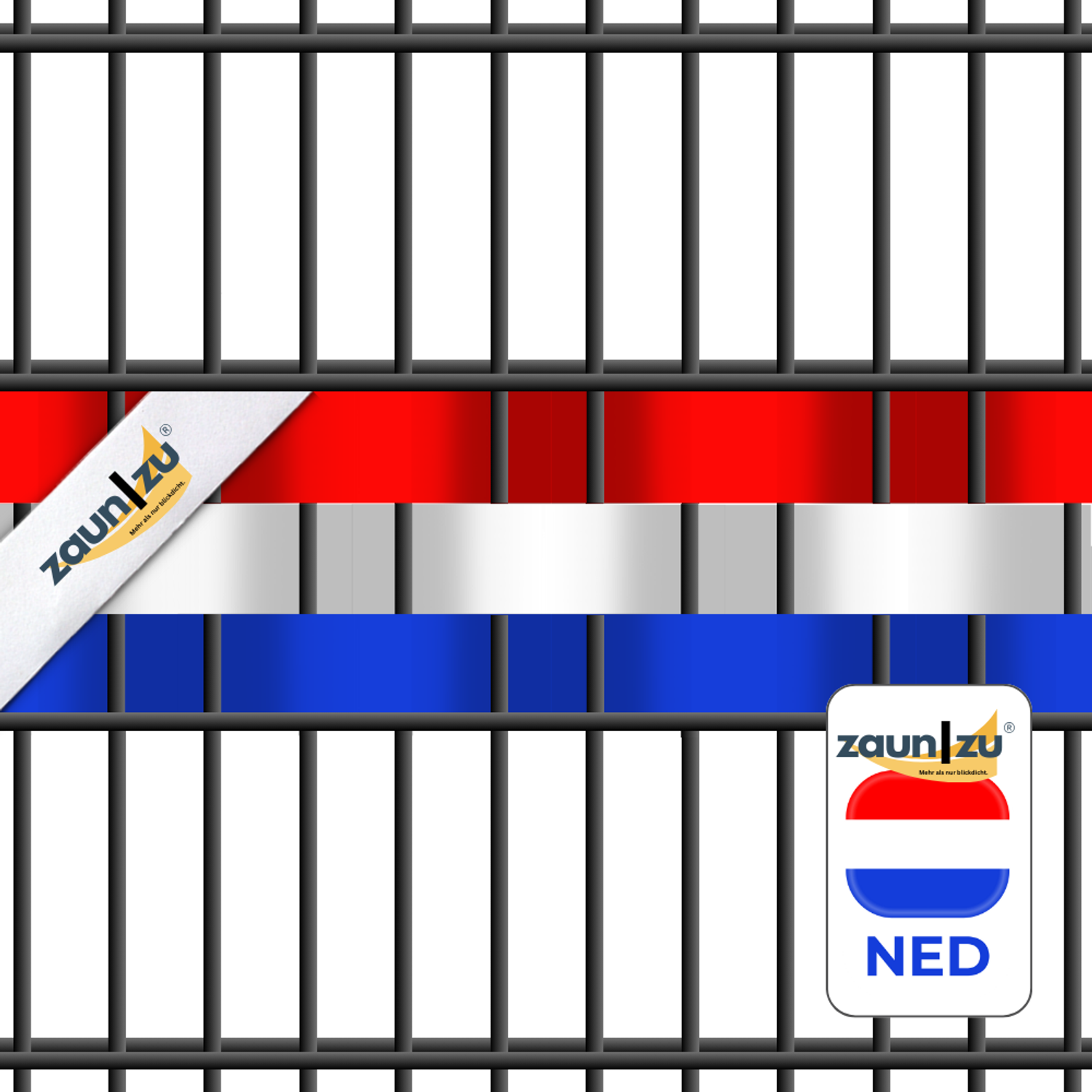 Sichtschutzstreifen zaun|zu Landesfarben-Set Niederlande – 2,55 m