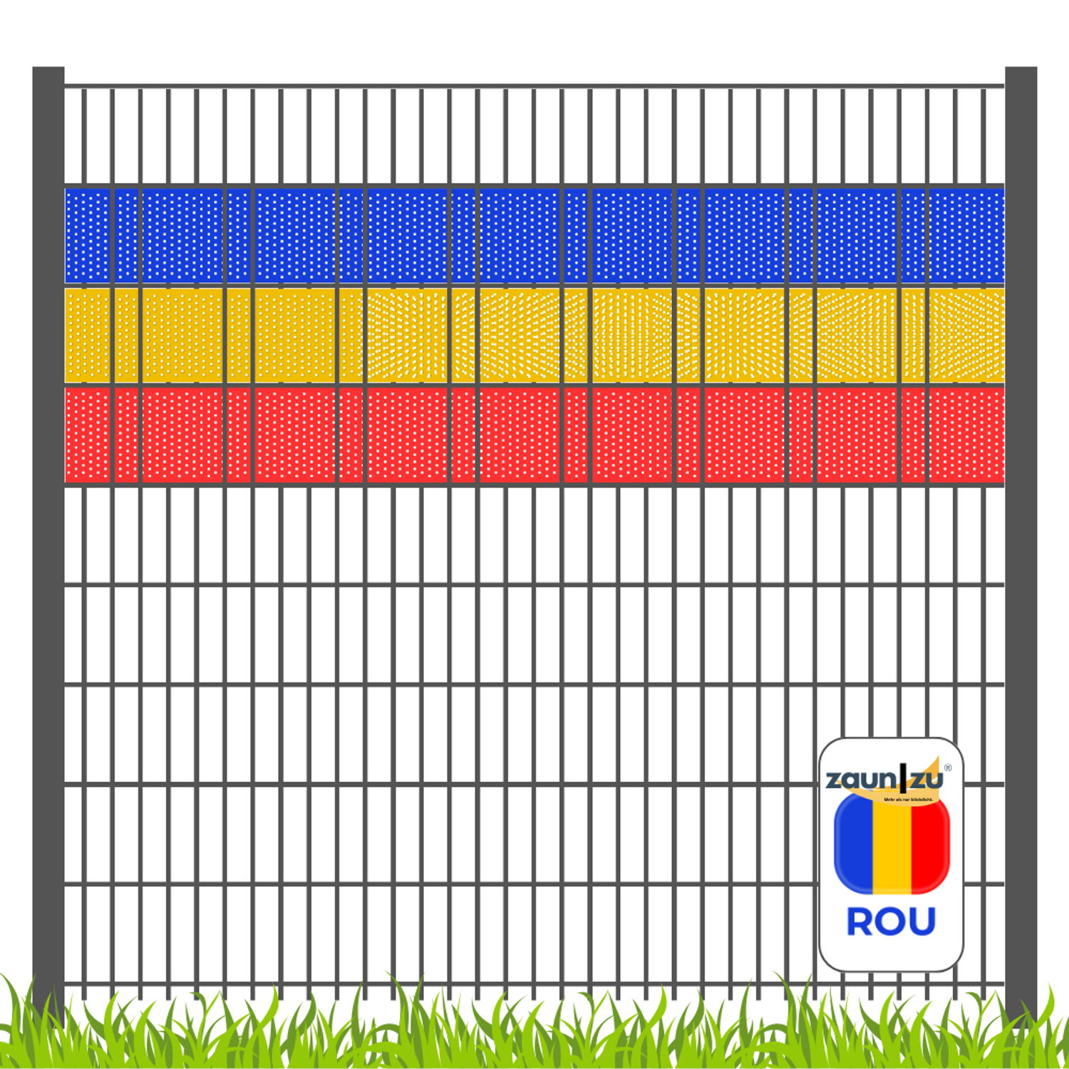 zaun|zu® trakovi za zaslonitev – komplet v barvah državne zastave Romunije – 2,55 m, GELOCHT