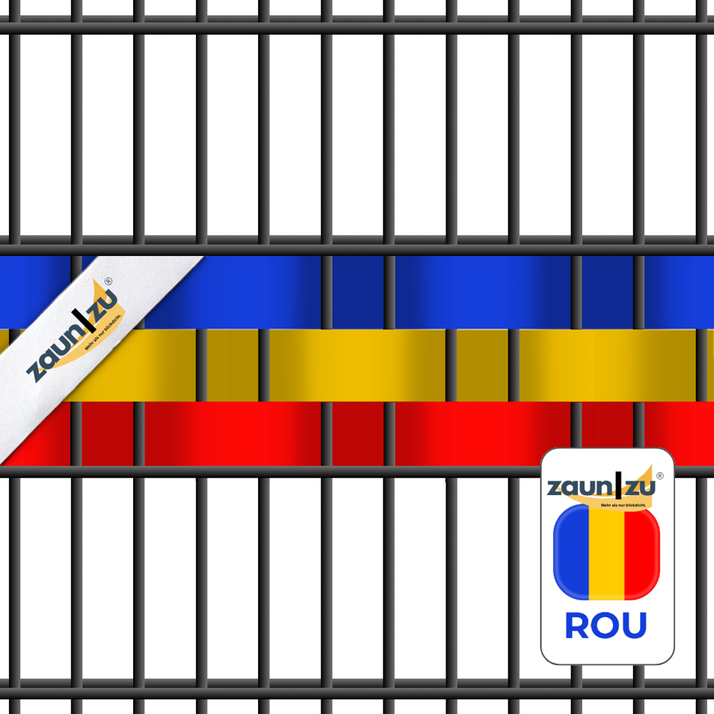 Sichtschutzstreifen zaun|zu Landesfarben-Set Rumänien – 2,55 m