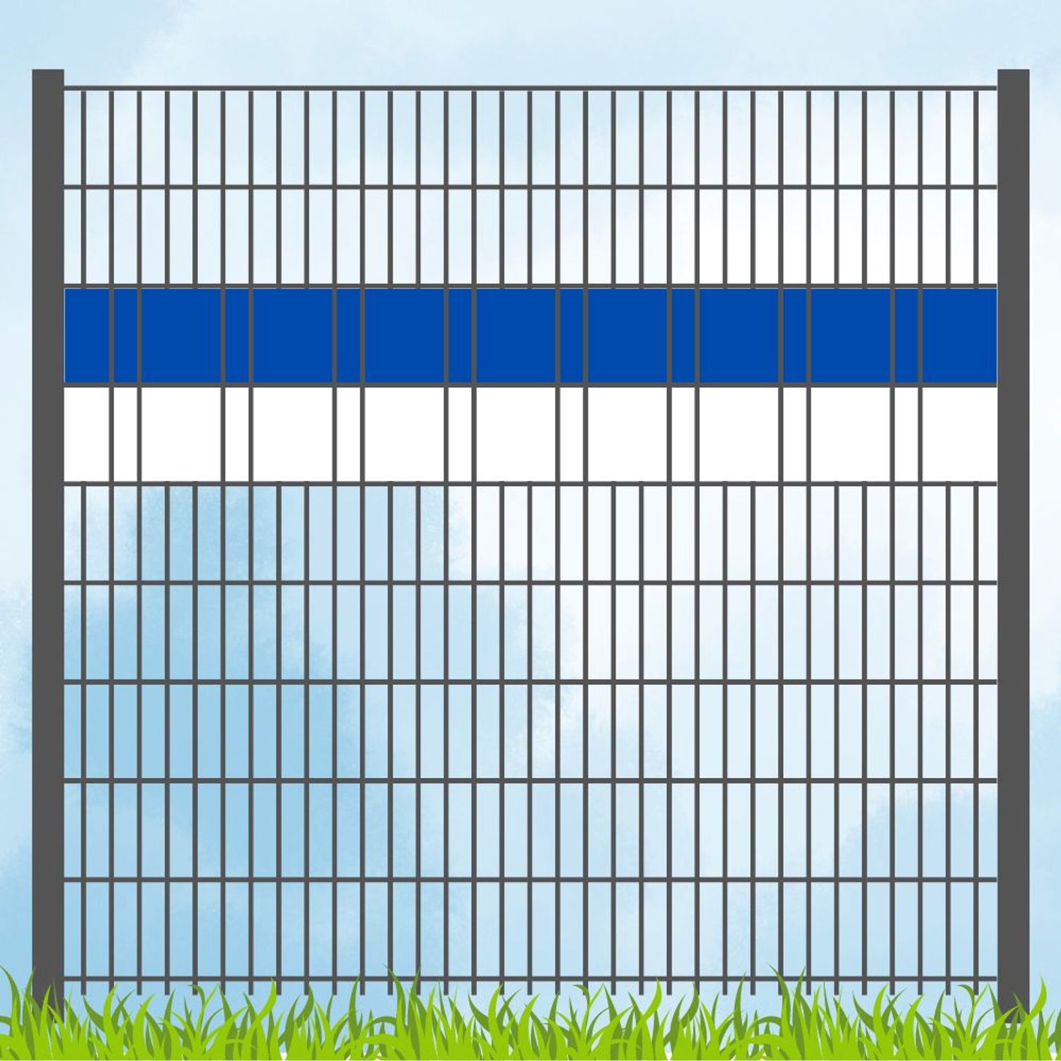lamelles occultantes dans les couleurs du club - Set BLEU-BLANC – 2,55 m, Totale Streifenbreite