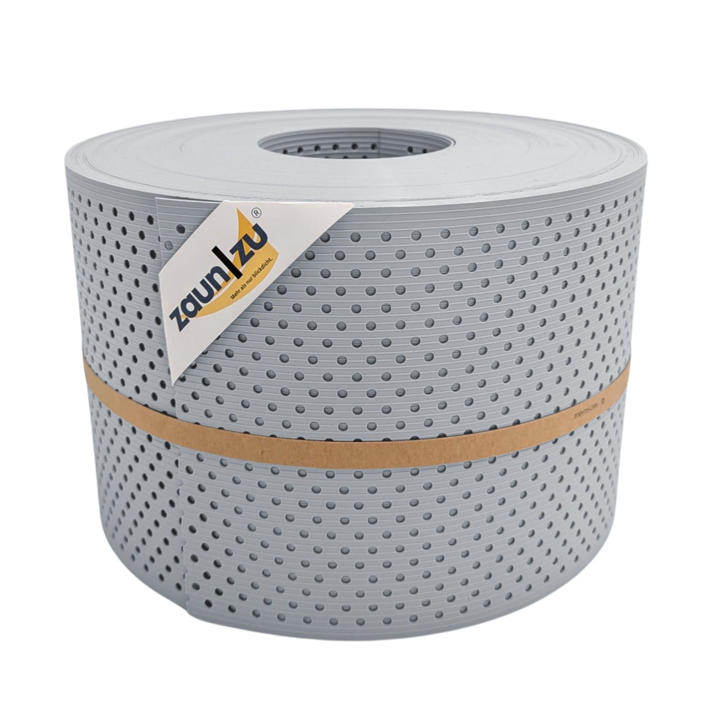 benzi de protecție vizuală zaun|zu® RILLE GELOCHT 15% model pentru gard – 50m, Fenstergrau (RAL 7040)