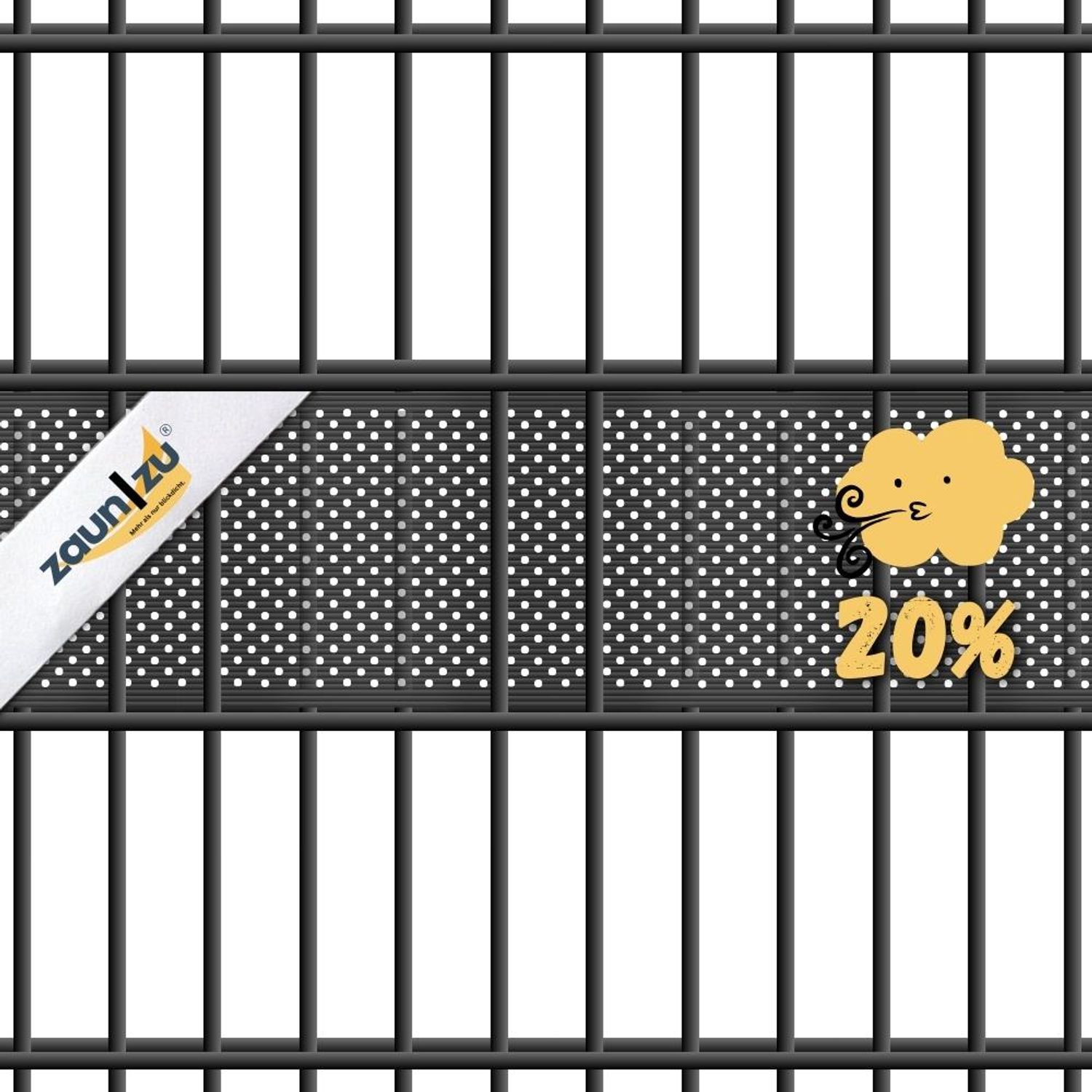 taśmy ogrodzeniowe zaun|zu® RILLE GELOCHT 20% wzór płotu