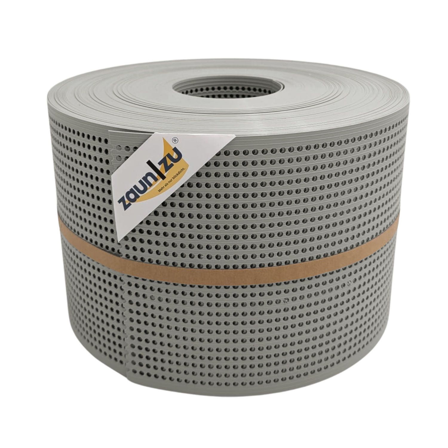 benzi de protecție vizuală zaun|zu® RILLE GELOCHT 30% model pentru gard – 50m, Steingrau (RAL 7030)