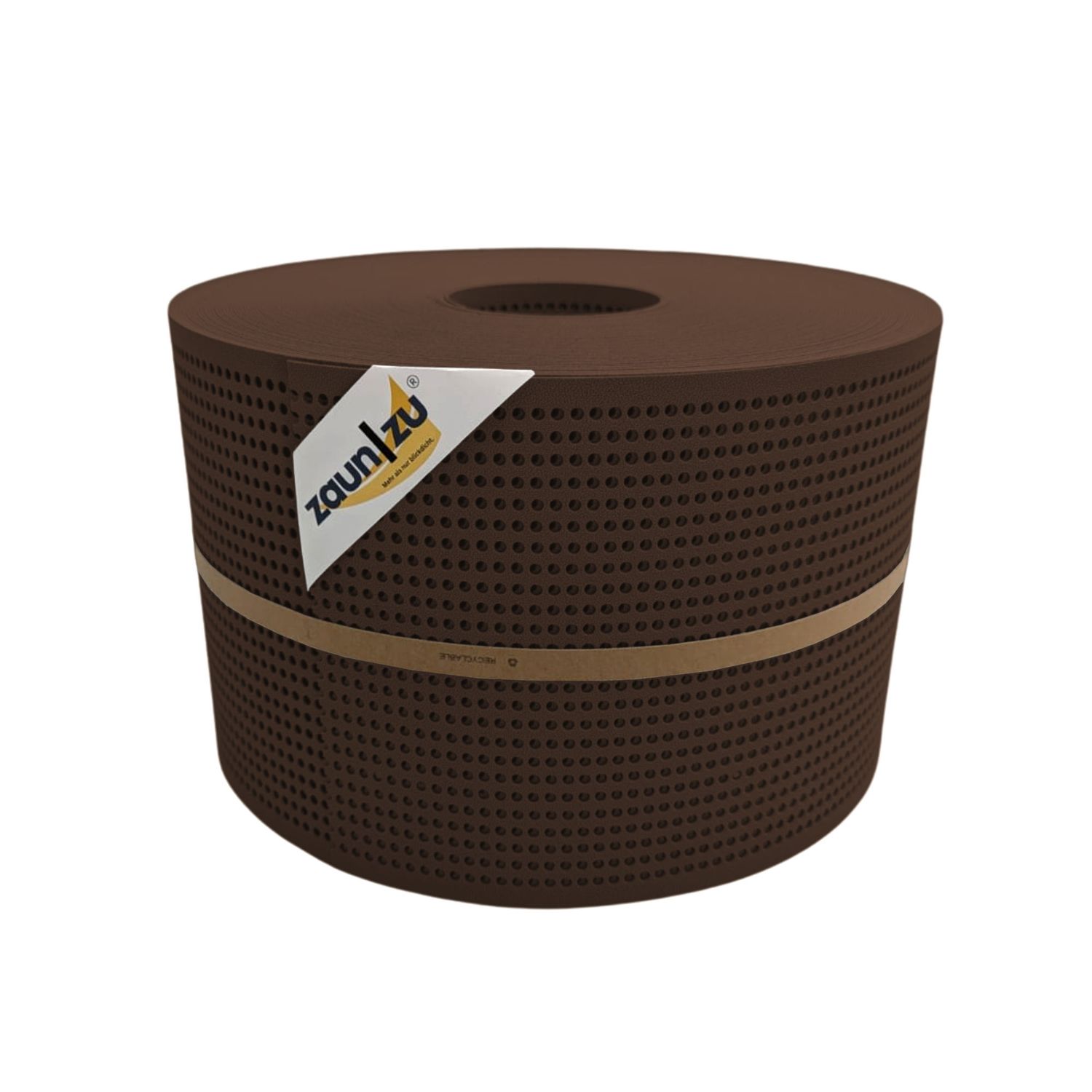 Sichtschutzstreifen zaun|zu PREMIUM gelocht 30% Lochmuster – 50m, Braun (RAL 8011)