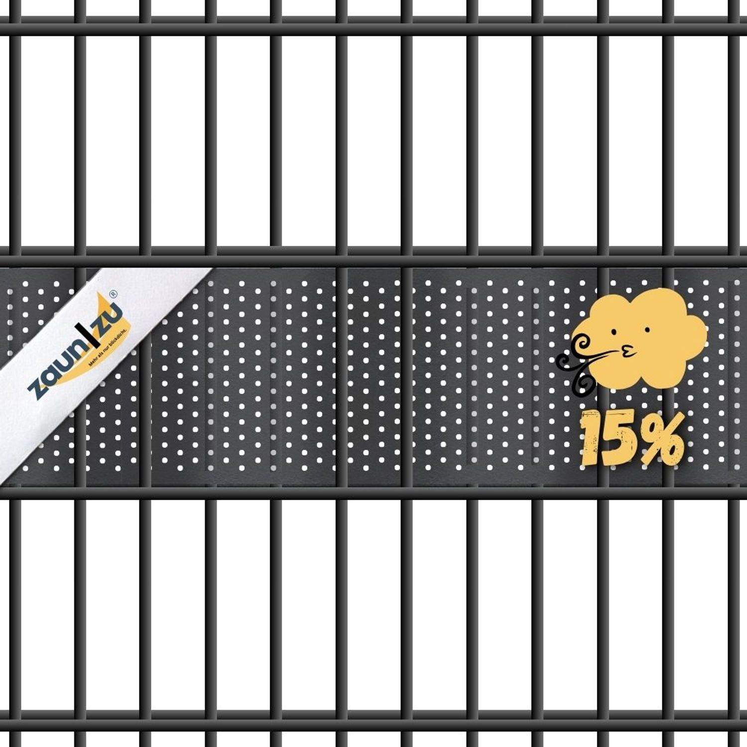 Sichtschutzstreifen zaun|zu PREMIUM gelocht 15% Lochmuster