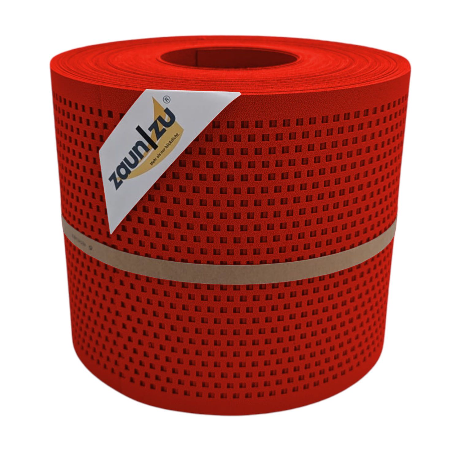 strisce schermatura frangivista zaun|zu PREMIUM Modello foro perforato QUADRAT – 26m, Rosso (RAL 3020)