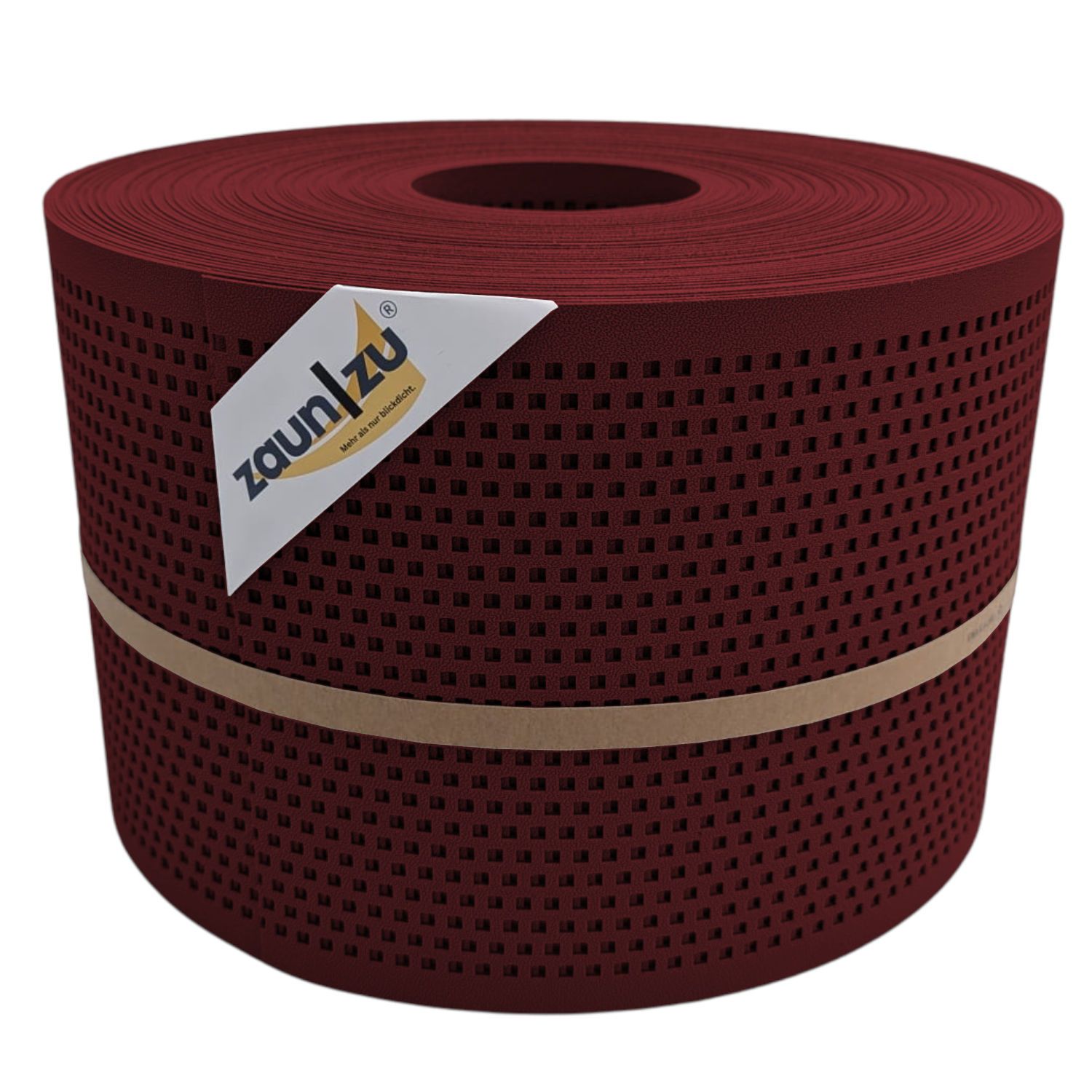 Privacy screen strips zaun|zu PREMIUM Perforated QUADRAT hole pattern – 50m, Bordeauxrot (RAL 3011)