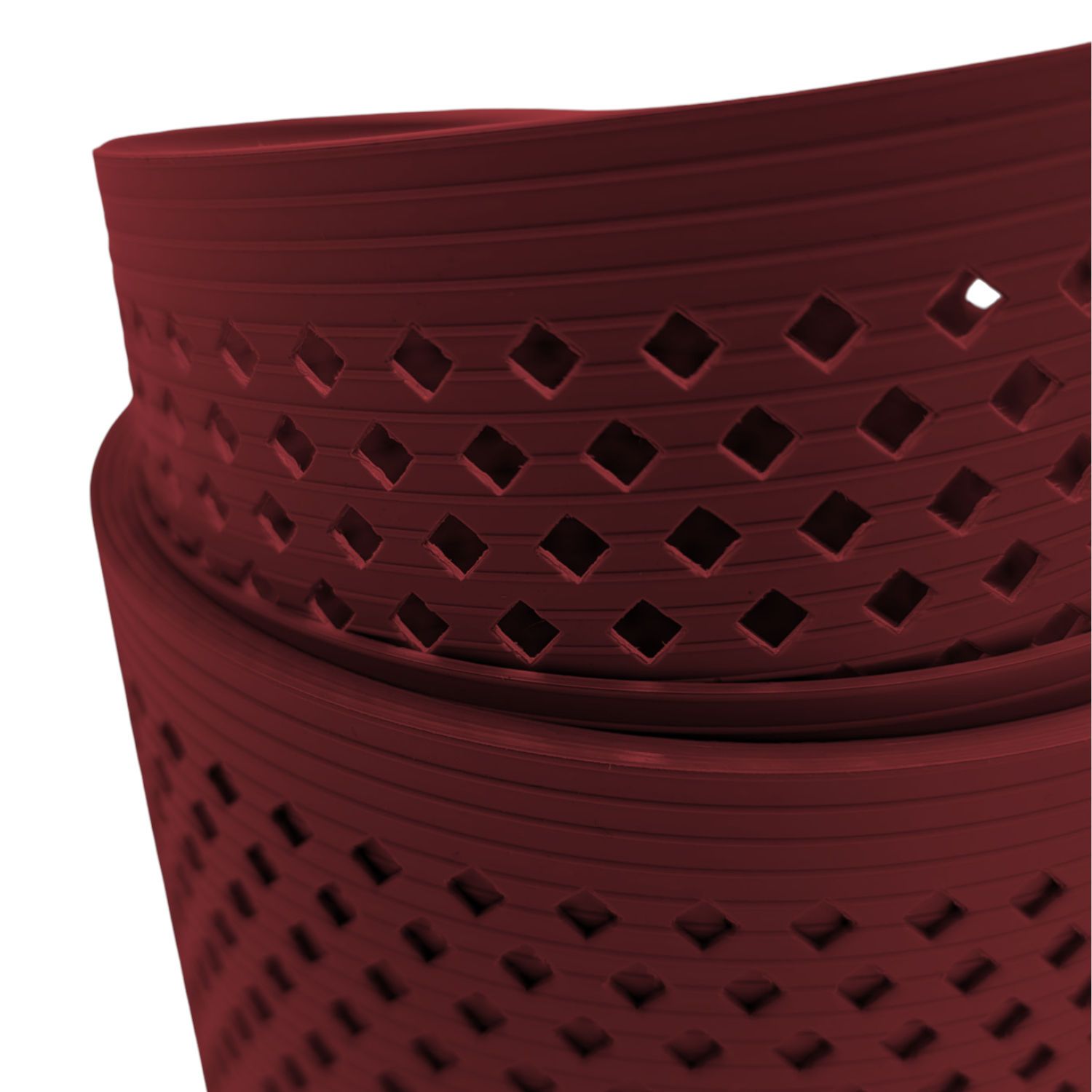 privacy screen strips zaun|zu® RILLE GELOCHT diamond pattern for the fence – 50m, Bordeauxrot (RAL 3011) – View 2