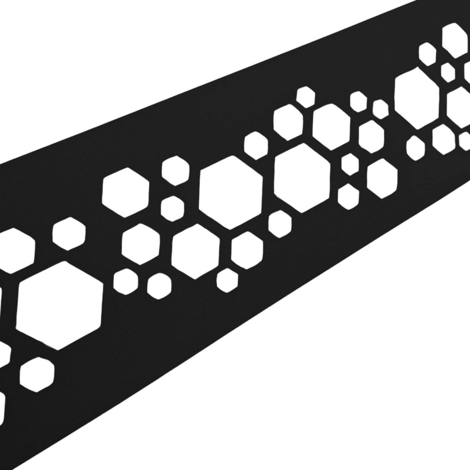 zaun|zu PREMIUM Dekor Hexagon: Sichtschutzstreifen mit Lasermuster für Doppelstabzaun – 2,55 m, Schwarz 2, 55m