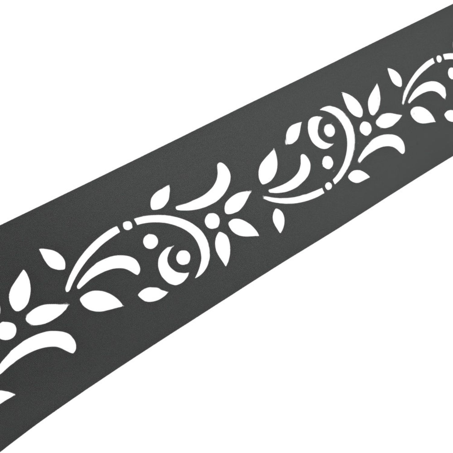 zaun|zu PREMIUM Decor Floral #1: Scherm met laser patroon voor dubbelstaaf mesh hek – 2,55 m, Antraciet 2, 55m