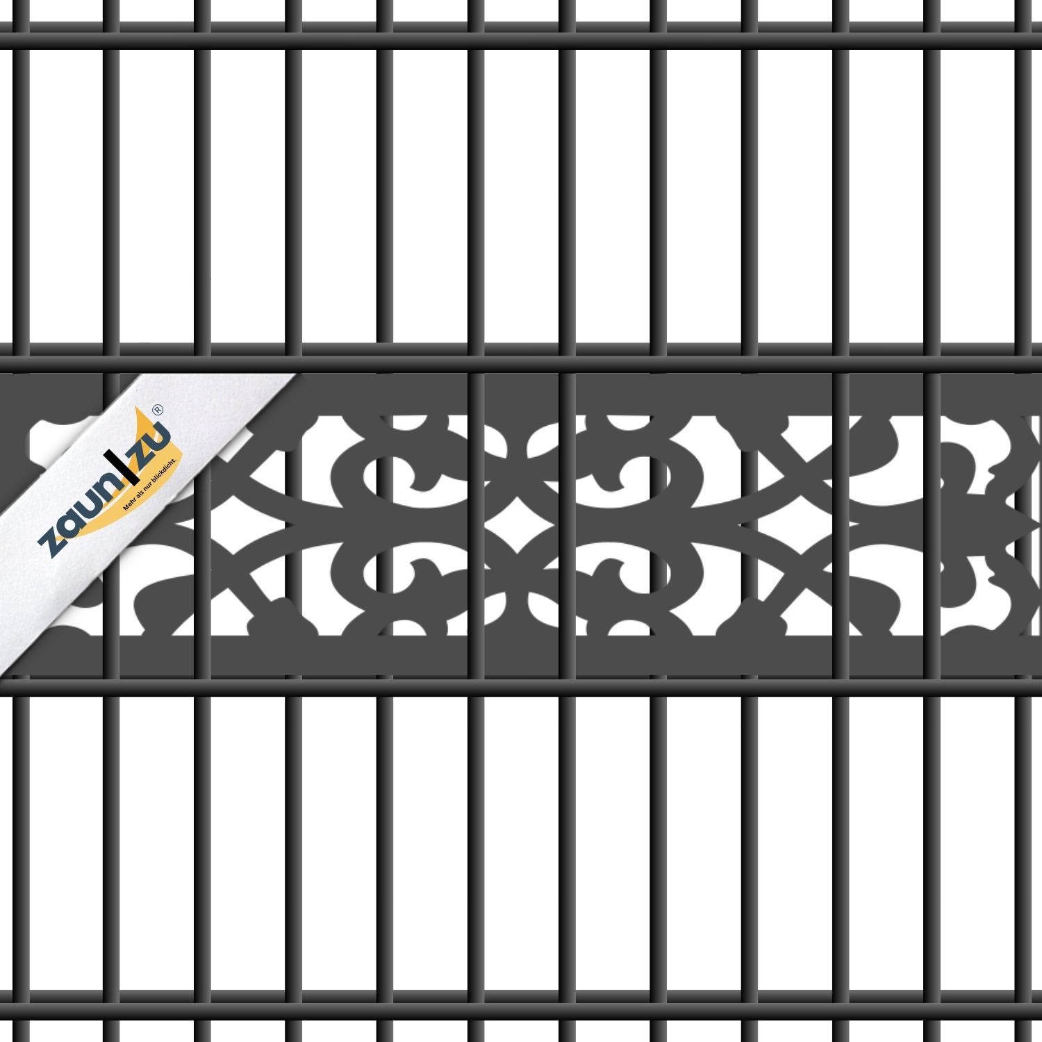 zaun|zu PREMIUM Decor Orient: striscia di recinzione con motivo laser per recinzione in rete a due fili – 2,55 m