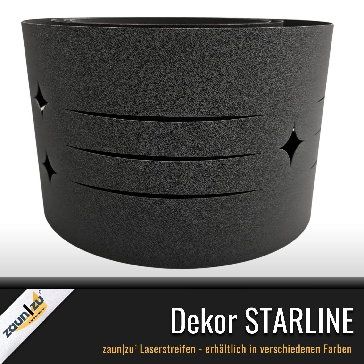 zaun|zu PREMIUM Decorazione Starline: striscia di recinzione con motivo laser per recinzione in rete a due fili – 2,55 m, Bianco (RAL 9003) – Vista 2