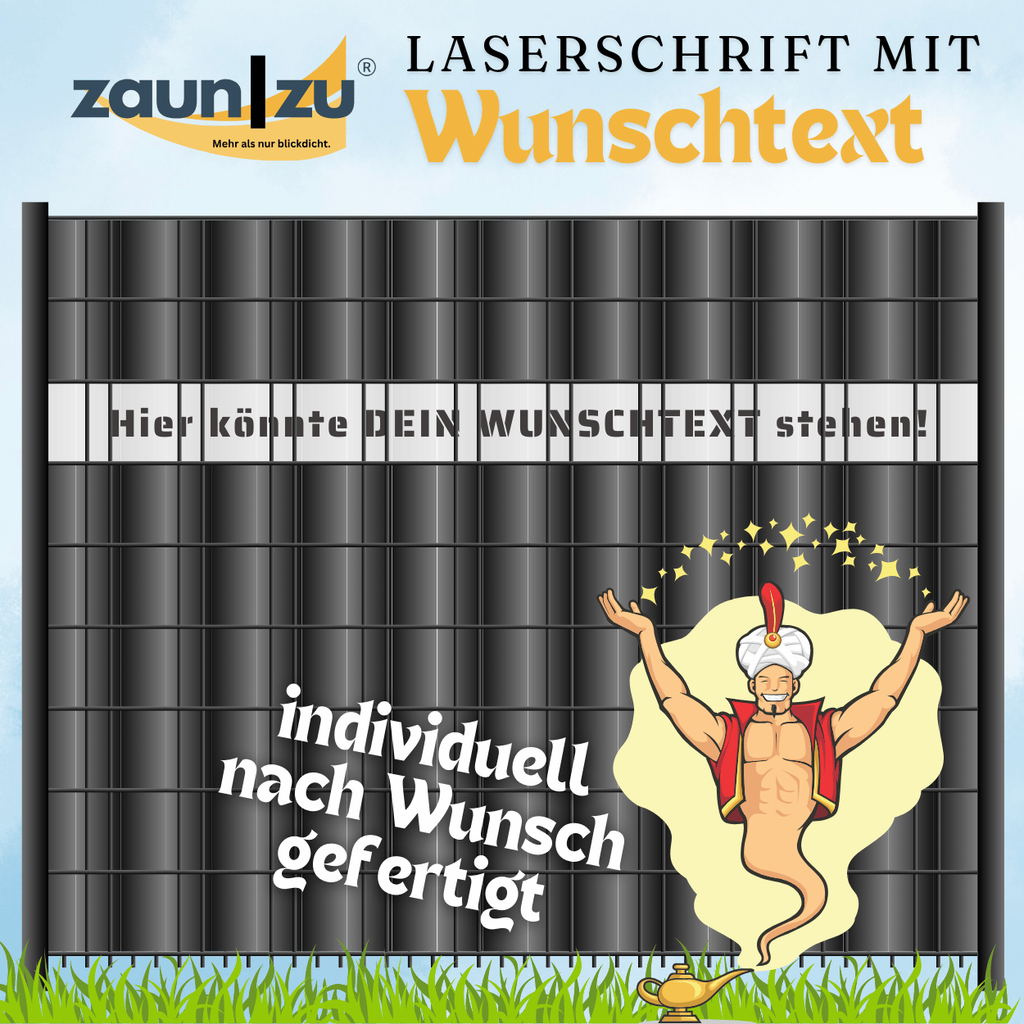 Sichtschutzstreifen mit Laserschrift: WUNSCHTEXT