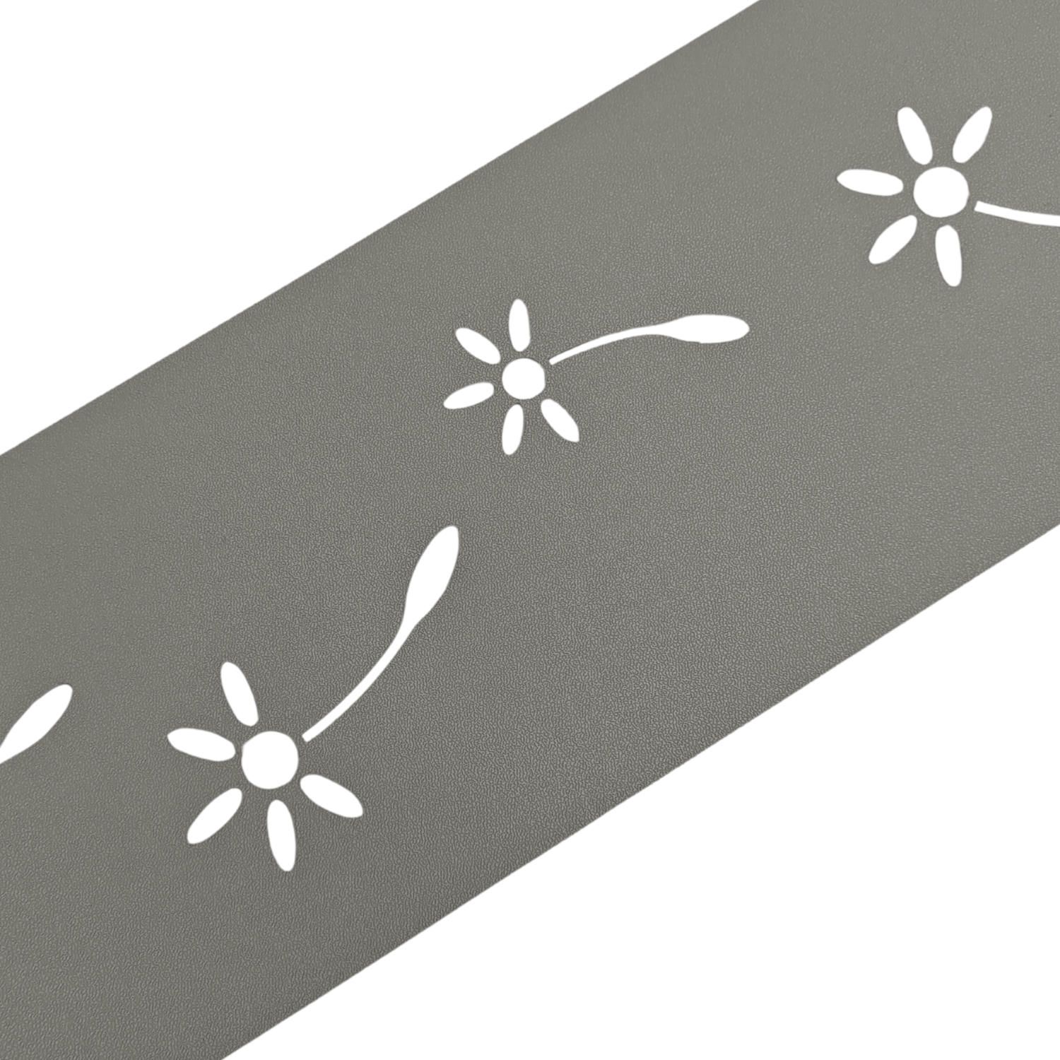 zaun|zu PREMIUM Dekor Pusteblume: Zaunstreifen mit Lasermuster für Doppelstabmattenzaun – 2,55 m, Steingrau 2, 55m – Ansicht 2