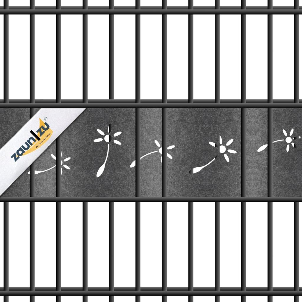 zaun|zu Design Vlies Dekor Pusteblume: Sichtschutzstreifen mit Lasermuster für Doppelstabzaun