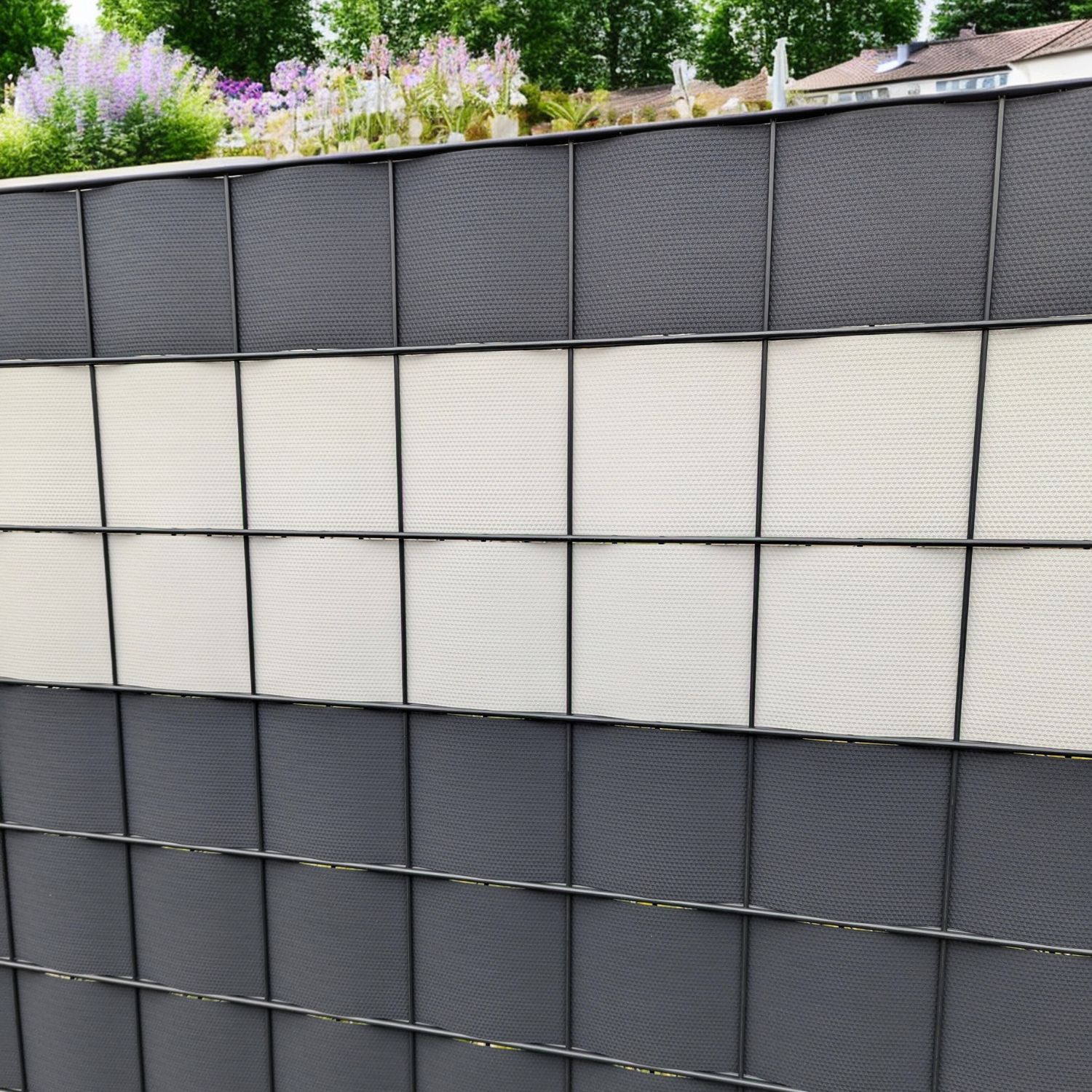 zaun|zu® tieniace pásy DELUX 10 × samostatných pásov 2,55 m pre plot – Biela (RAL 9003) – Pohľad 5