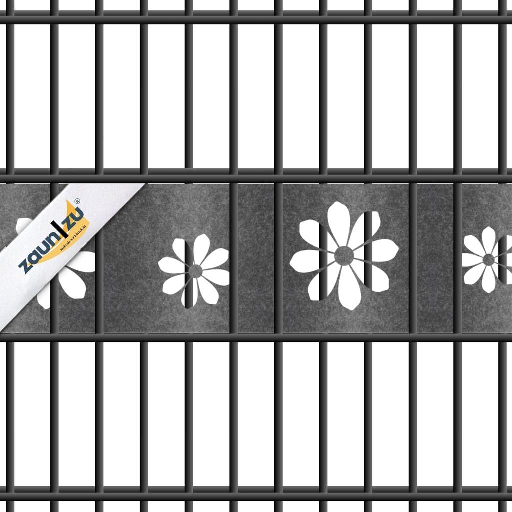 zaun|zu Design Vlies Dekor Sonnenblume: Sichtschutzstreifen mit Lasermuster für Doppelstabzaun