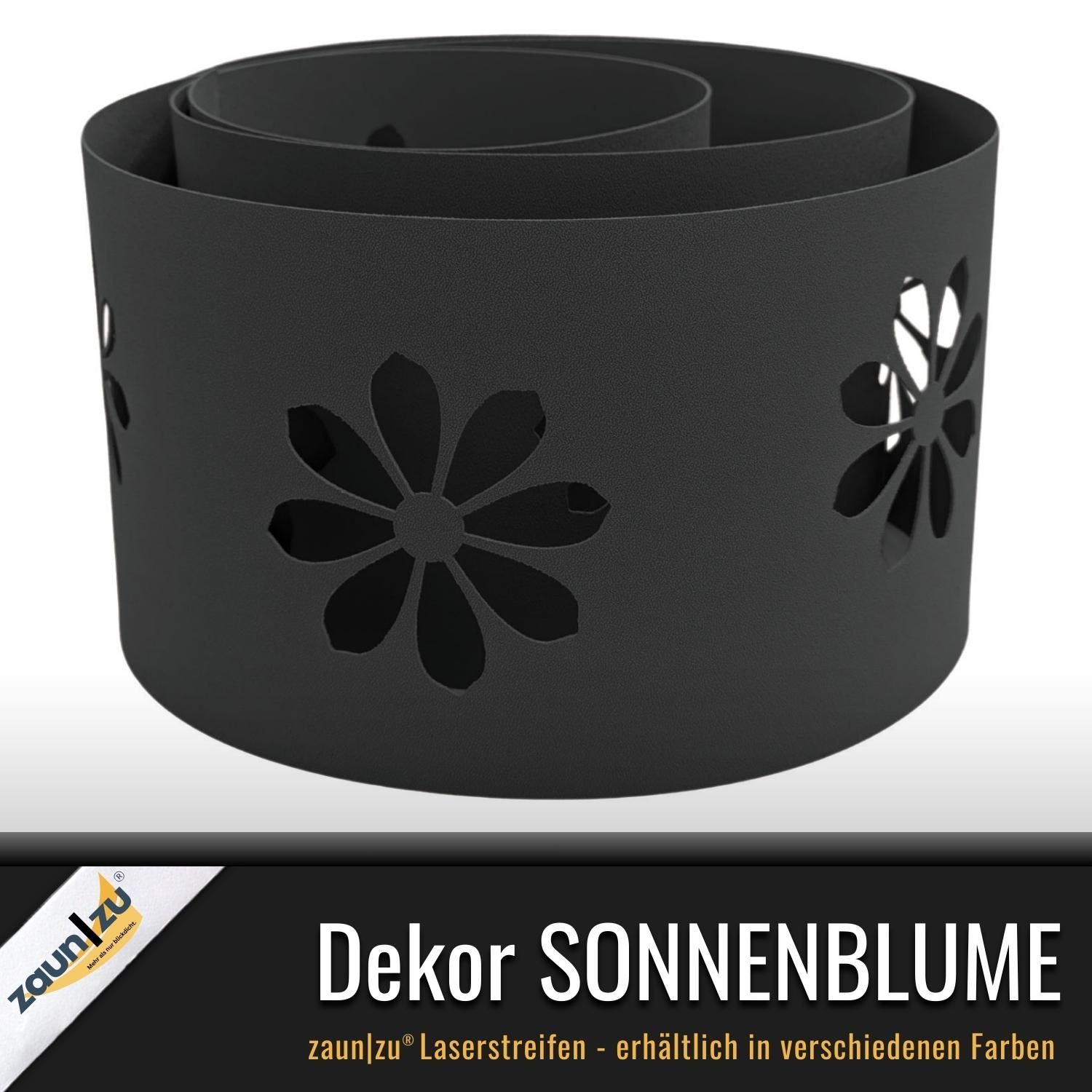 zaun|zu PREMIUM Dekor Sonnenblume: Sichtschutzstreifen mit Lasermuster für Doppelstabmattenzäune – 255 cm – Ansicht 4