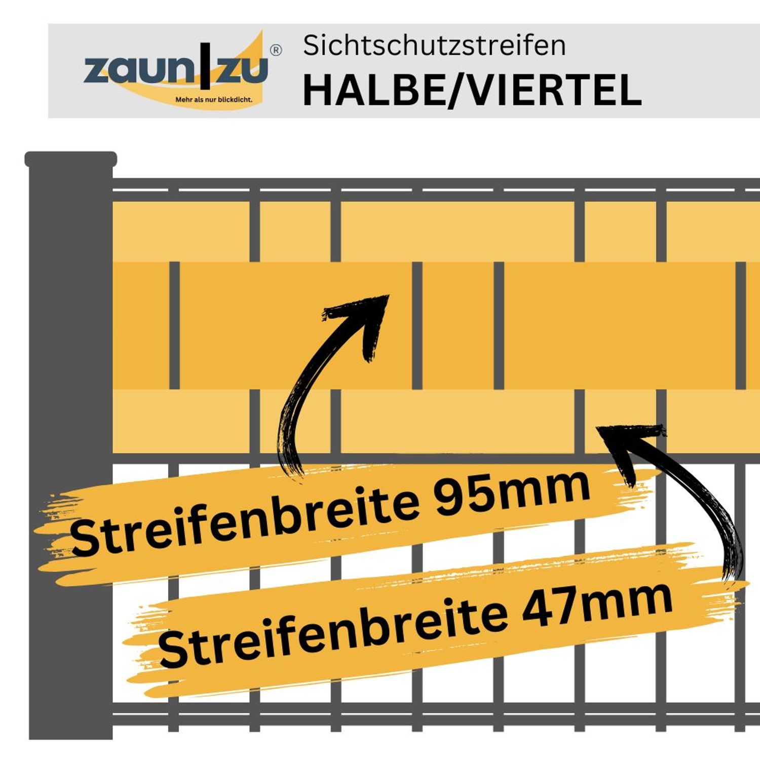 zaun|zu® PREMIUM DUO Ensemble de bandes simples 2,55 m: lamelles occultantes PP pour la clôture – Marron (RAL 8011) – Affichage 2