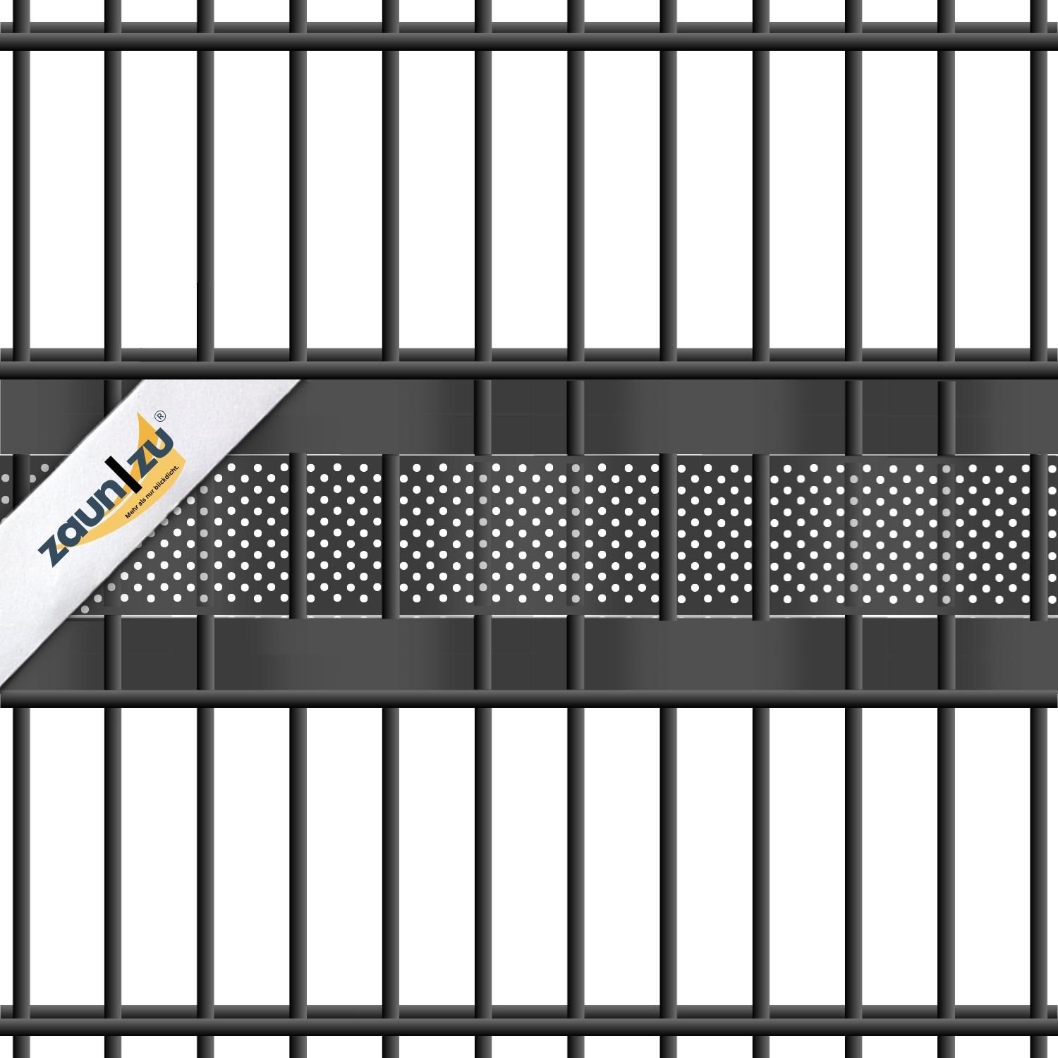 zaun|zu® PREMIUM DUO Ensemble perforé de bandes simples 2,55 m: lamelles occultantes PP pour la clôture