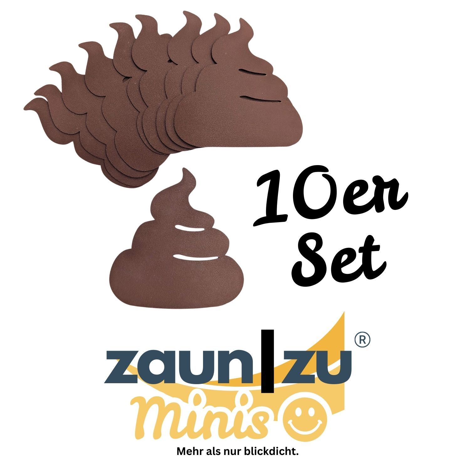 zaun|zu Minis - Kackhaufen 10er Pack Deko-Element für Doppelstabmattenzäune – 14 cm, Braun (was sonst?) – Ansicht 2