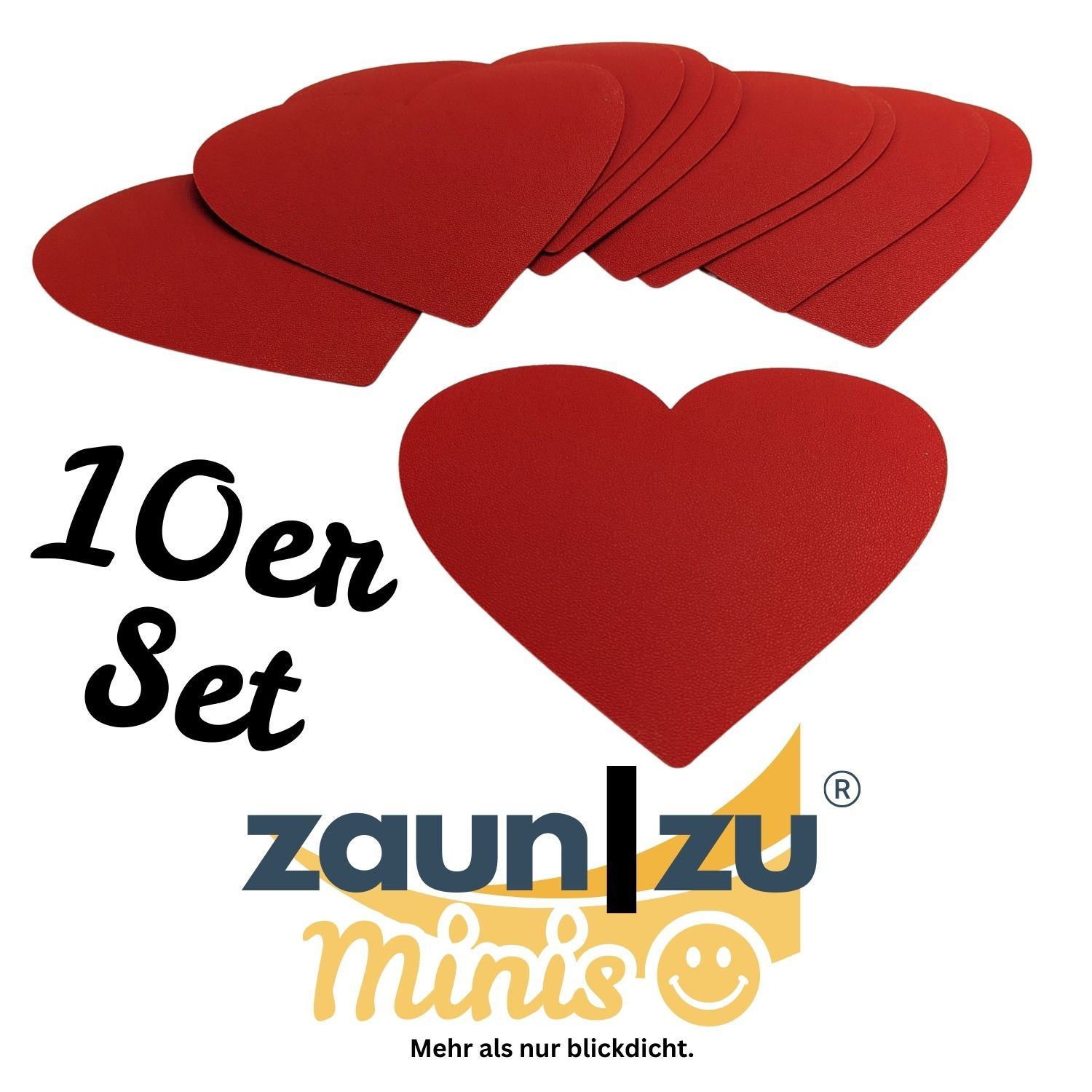 zaun|zu Minis - Herzen 10er Pack Deko-Element für Doppelstabmattenzäune – 14 cm, Rot – Ansicht 4