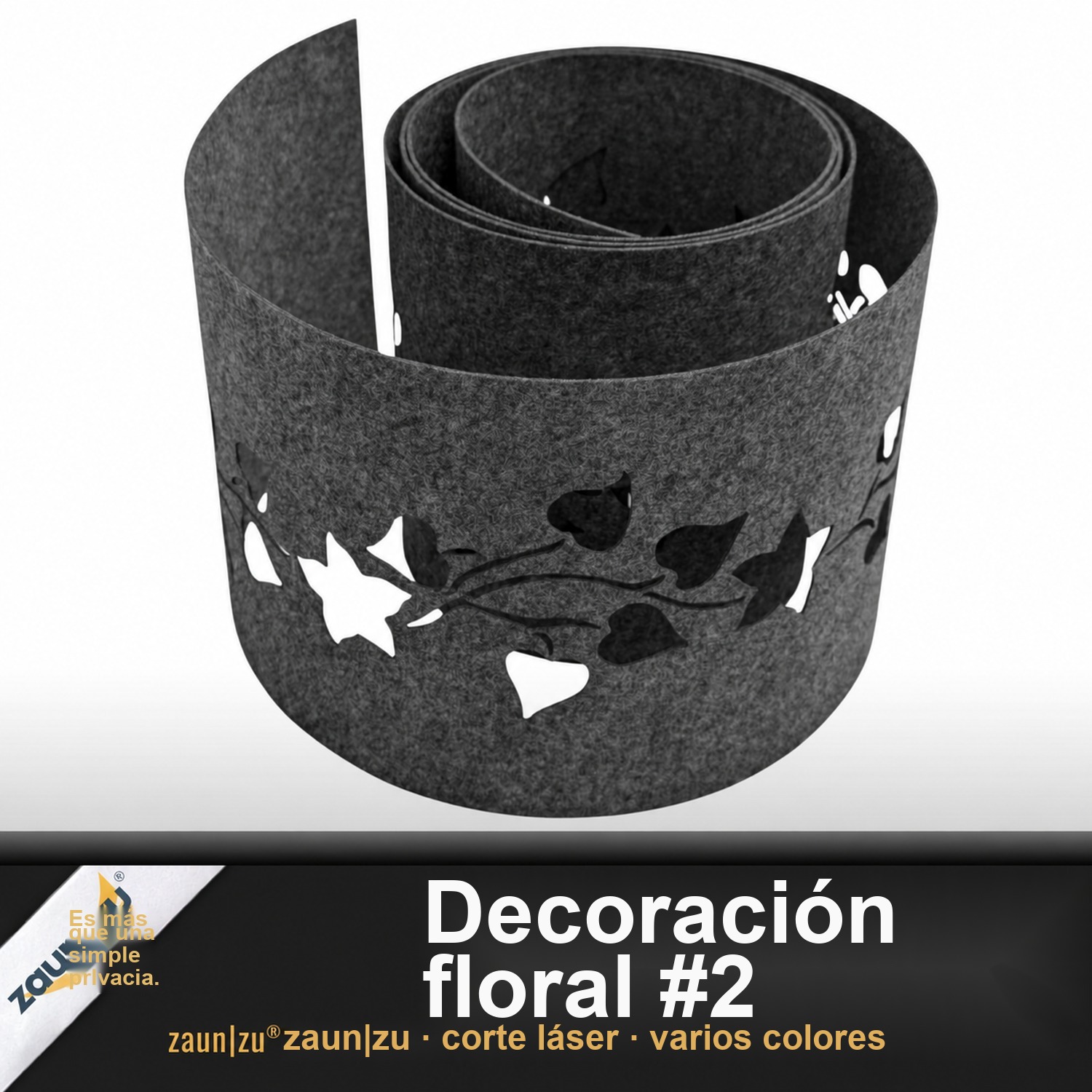 zaun|zu Diseño de decoración no tejida Floral #2: tira de privacidad con patrón láser para malla de alambre doble – Ver 2