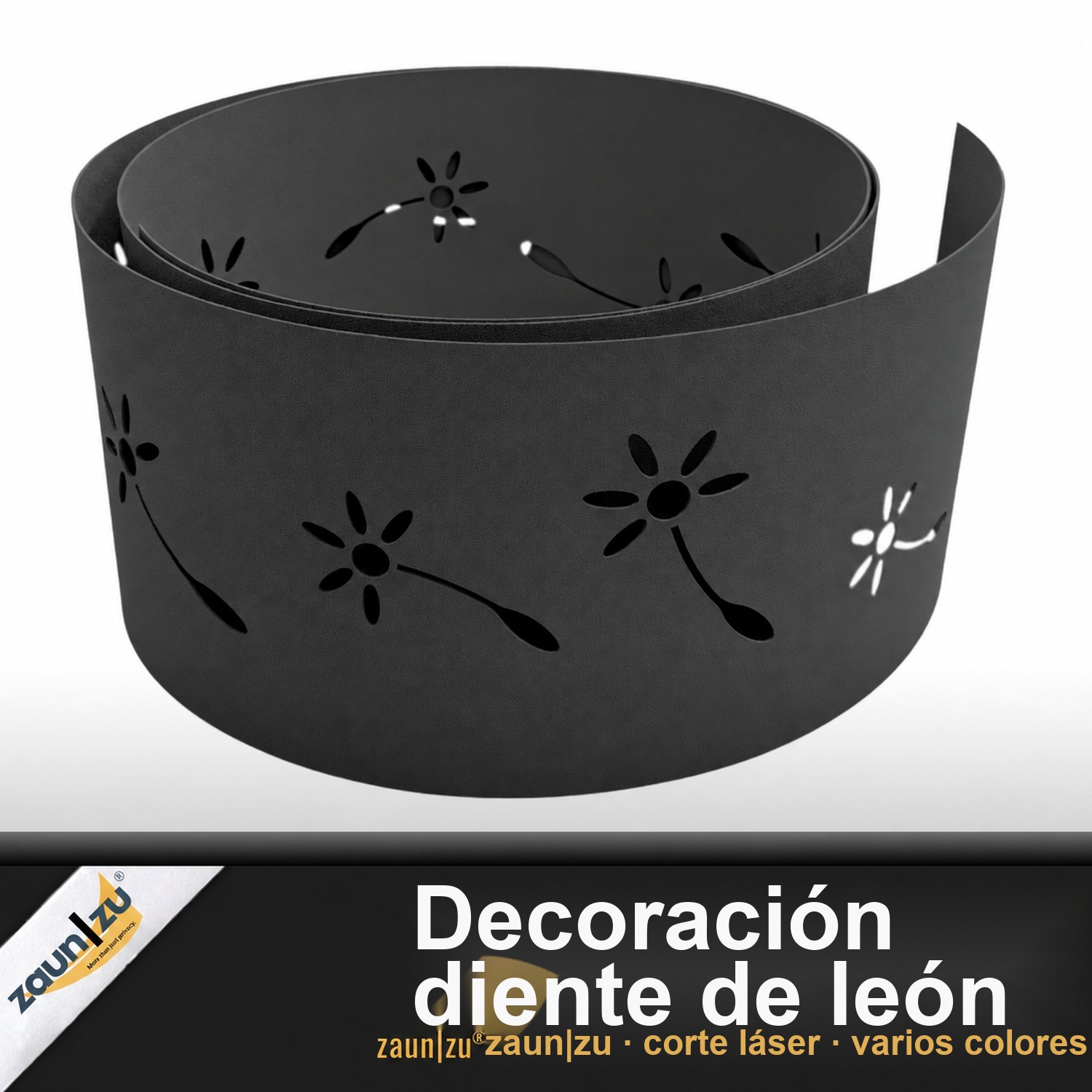 zaun|zu PREMIUM Decoración de pusteblum: tira de cerca con patrón de láser para malla de alambre doble – 2,55 m – Ver 2